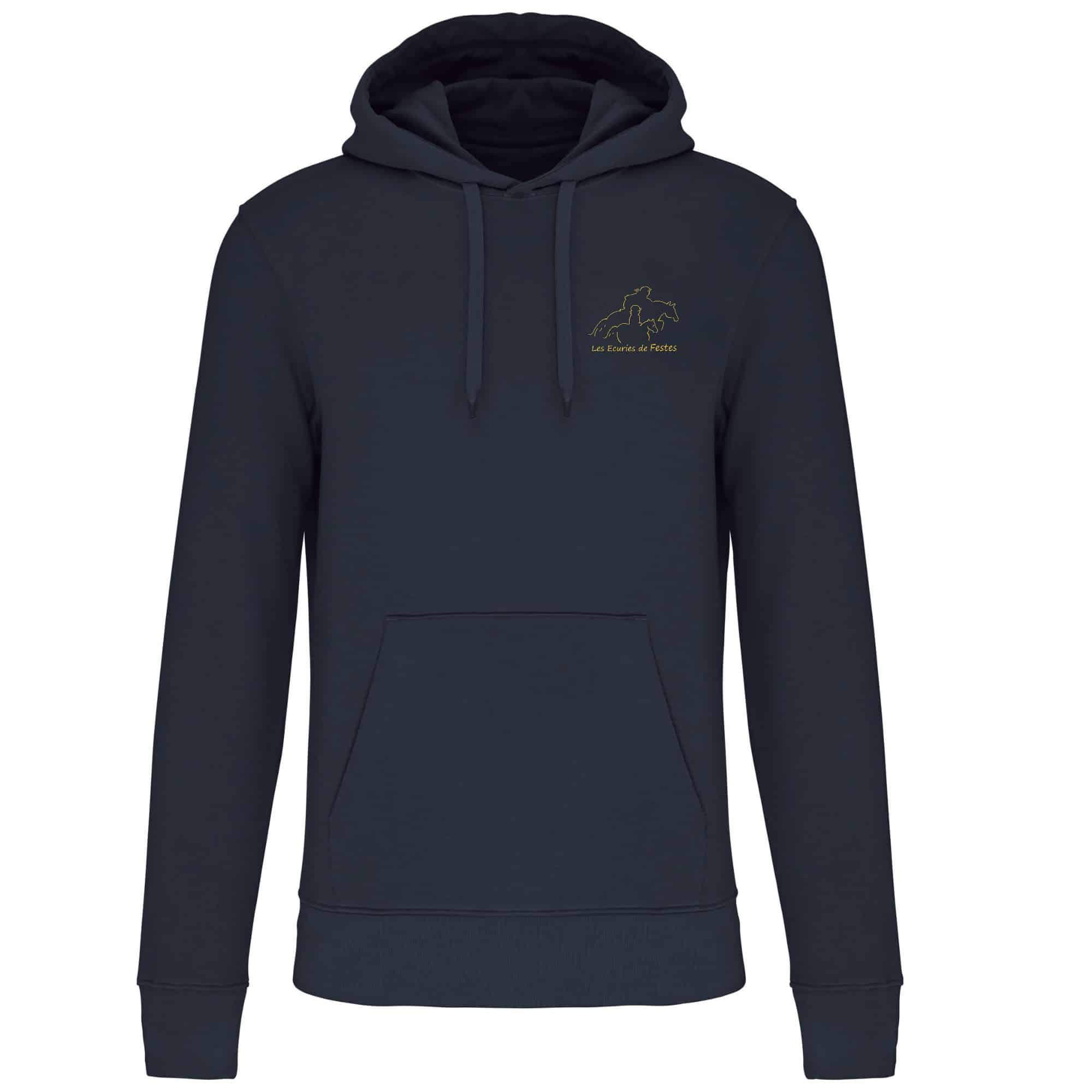 Sweat avec capuche et poche kangourou (homme) - Ecurie de Festes – Navy - K4027