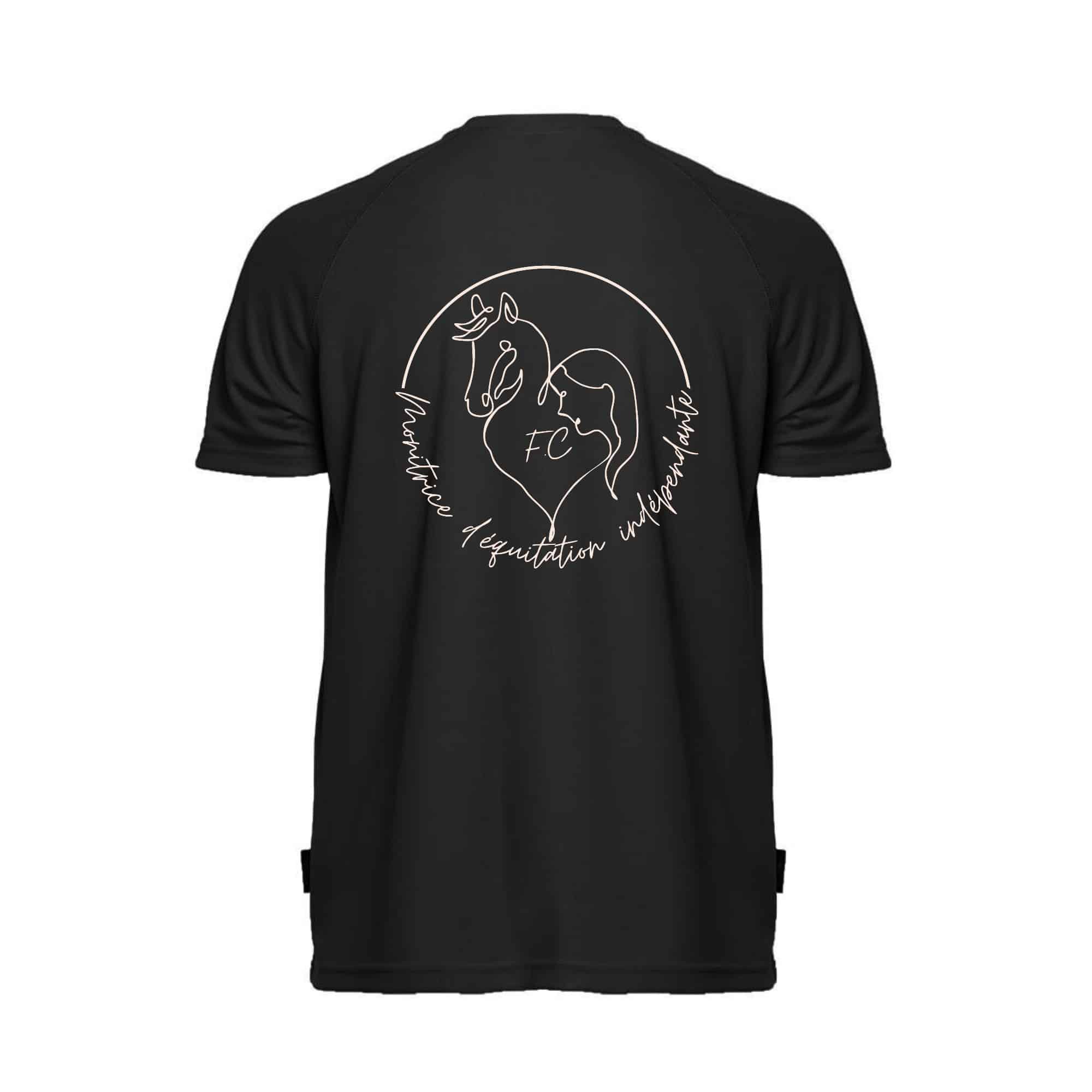 T-Shirt respirant (homme) - F.C - Monitrice d'équitation indépendante - Noir - PK140 – Image 3