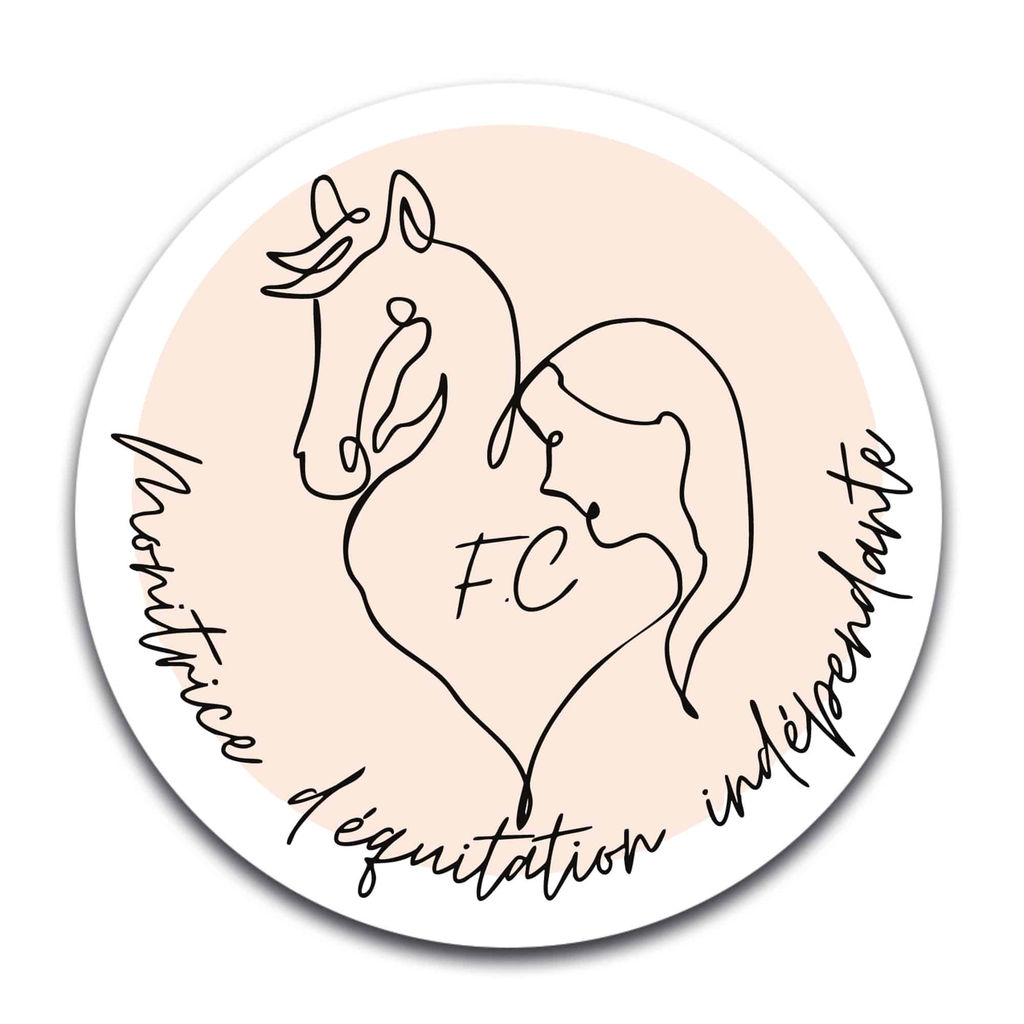 STICKER ROND - F.C - Monitrice d'équitation indépendante - STI001