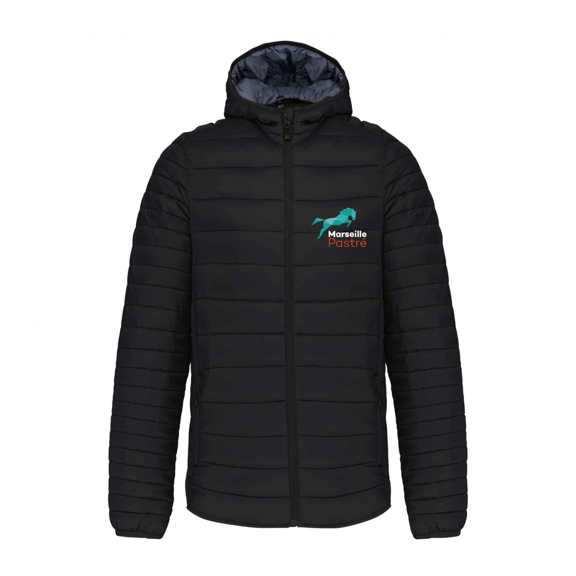 DOUDOUNE AVEC MANCHES ET CAPUCHE (homme) - Centre équestre Marseille Pastré - Noir - K6110