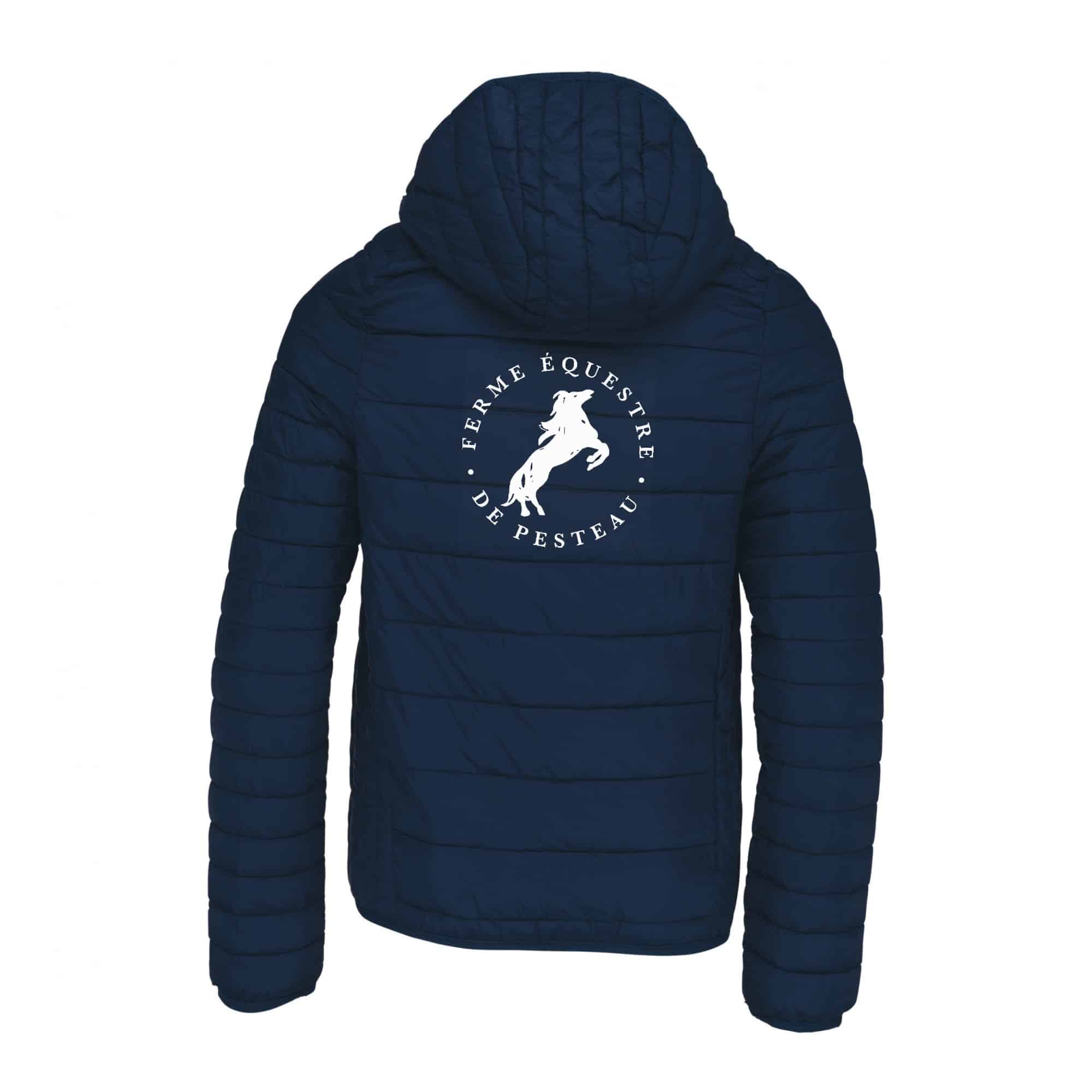 DOUDOUNE AVEC MANCHES ET CAPUCHE (enfant) - Ferme équestre de Pesteau - Navy - K6112 – Image 3