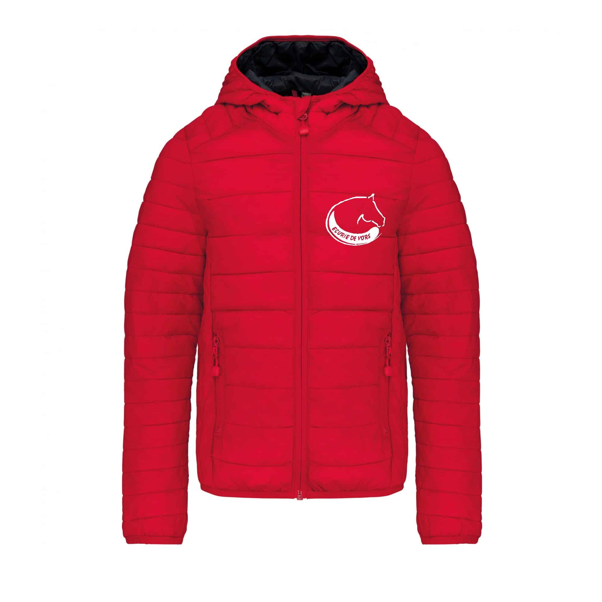 DOUDOUNE AVEC MANCHES ET CAPUCHE (enfant) - Centre équestre de Vors - Rouge - K6112