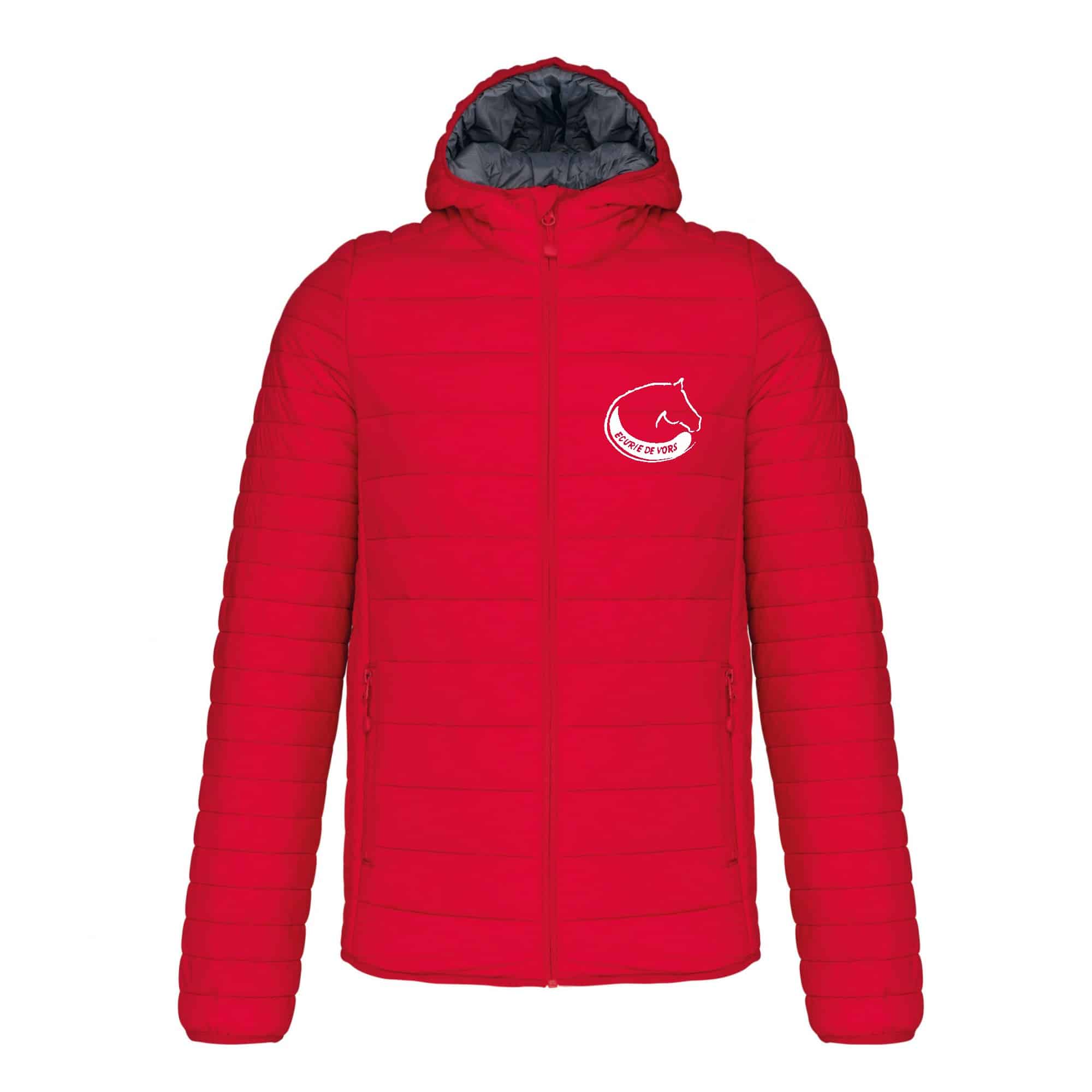 DOUDOUNE AVEC MANCHES ET CAPUCHE (homme) - Centre équestre de Vors - Rouge - K6110