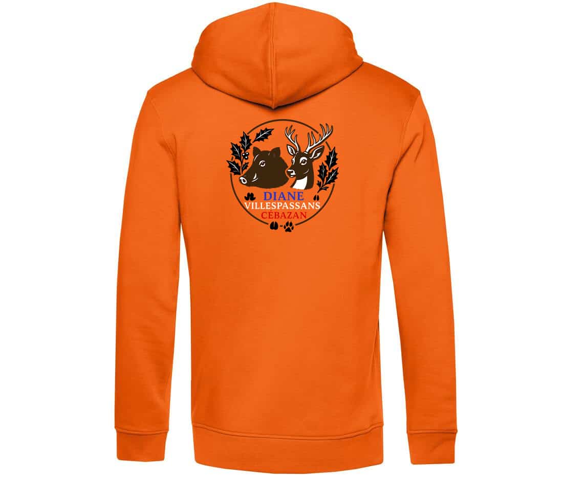 SWEAT A CAPUCHE (homme) - Diane Villespassans et cébazan - Orange - BCU33B – Image 3