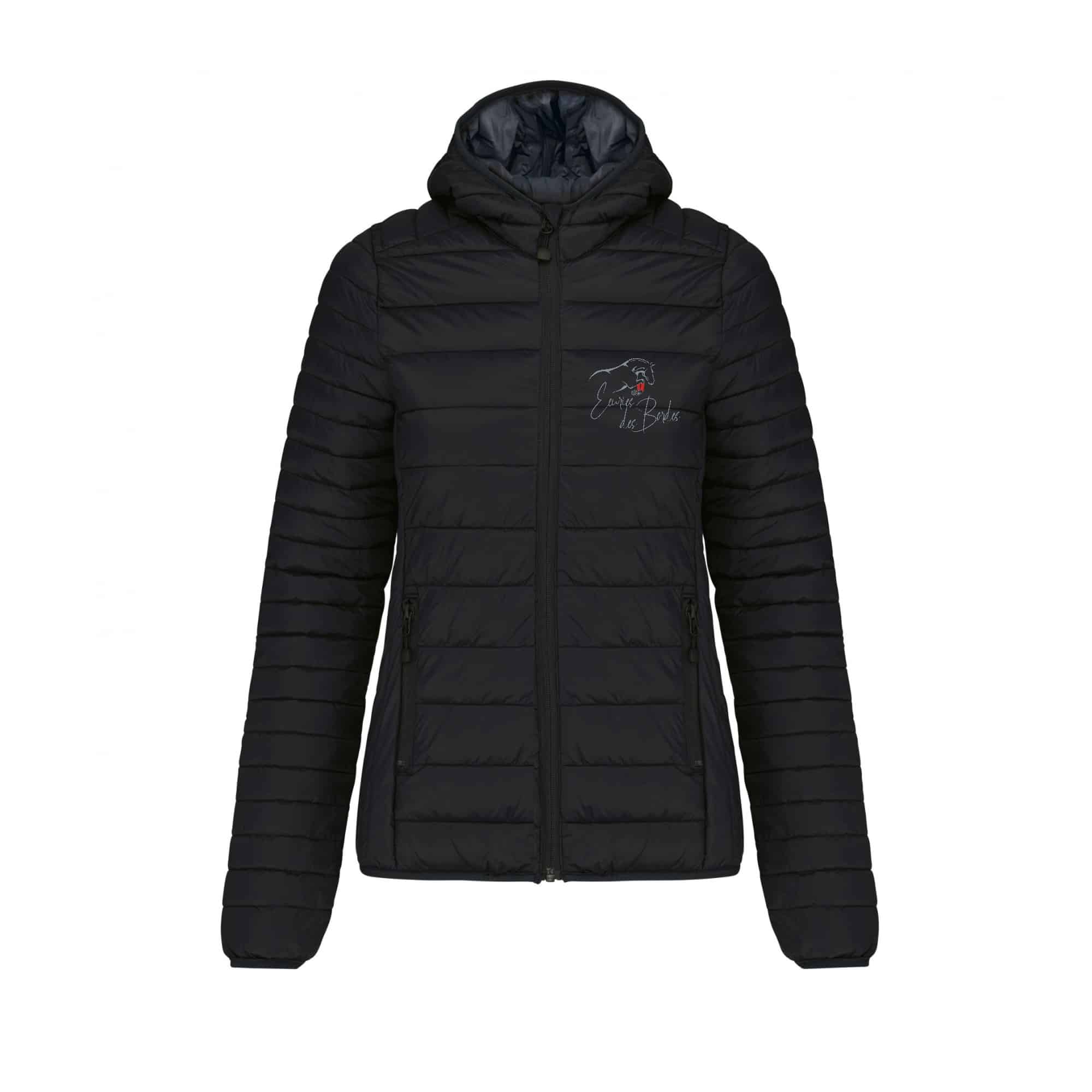 DOUDOUNE AVEC MANCHES ET CAPUCHE (femme) - Les Écuries des Bordes - Noir - K6111