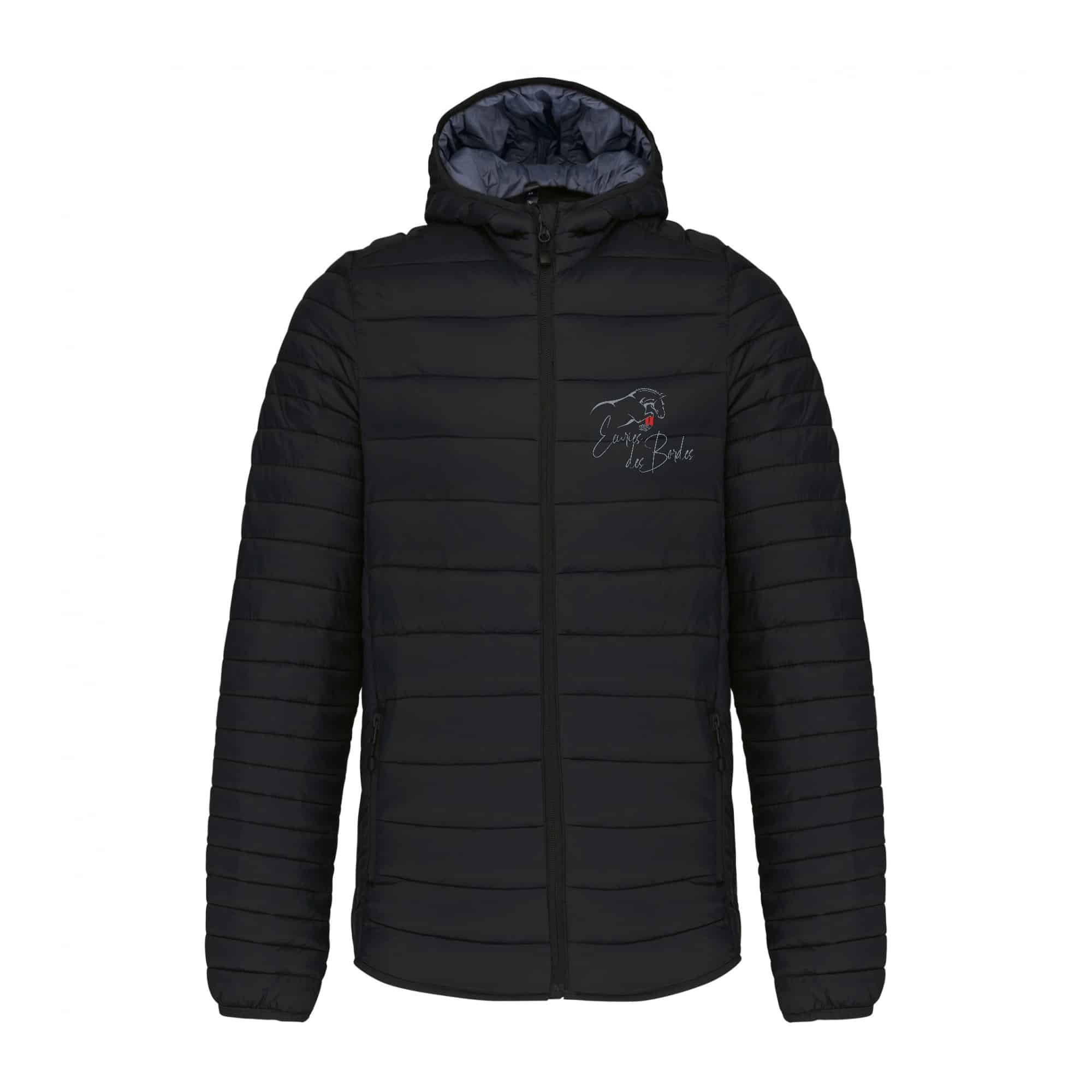 DOUDOUNE AVEC MANCHES ET CAPUCHE (homme) - Les Écuries des Bordes - Noir - K6110