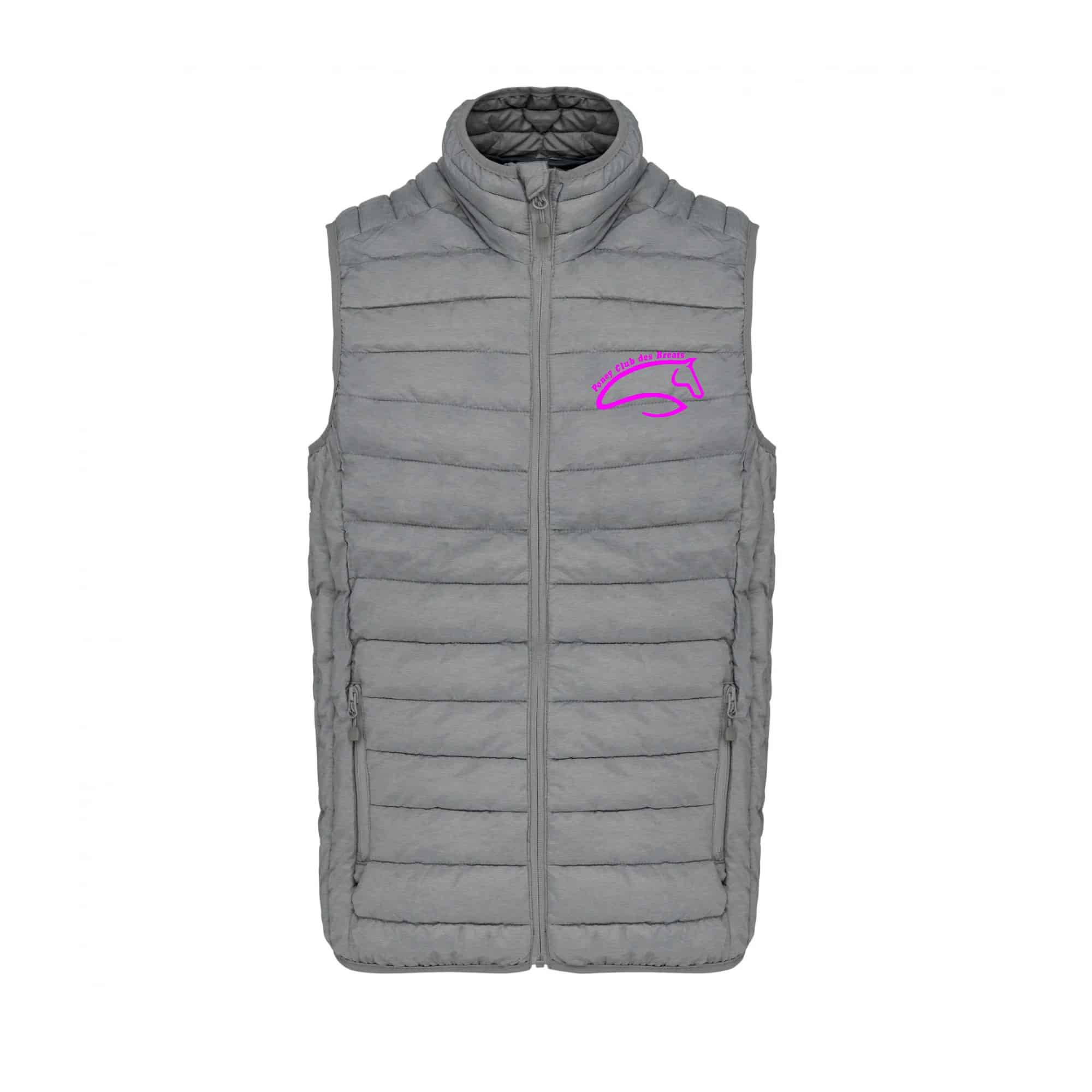 DOUDOUNE SANS MANCHES (homme) - Poney-club des Bréats - Gris chiné - K6113