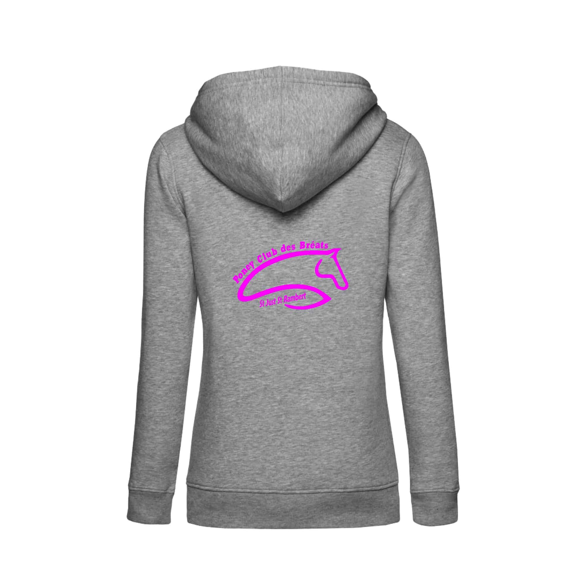 SWEAT A CAPUCHE (femme) – Poney-club des Bréats - Gris chiné - BCW34B – Image 3