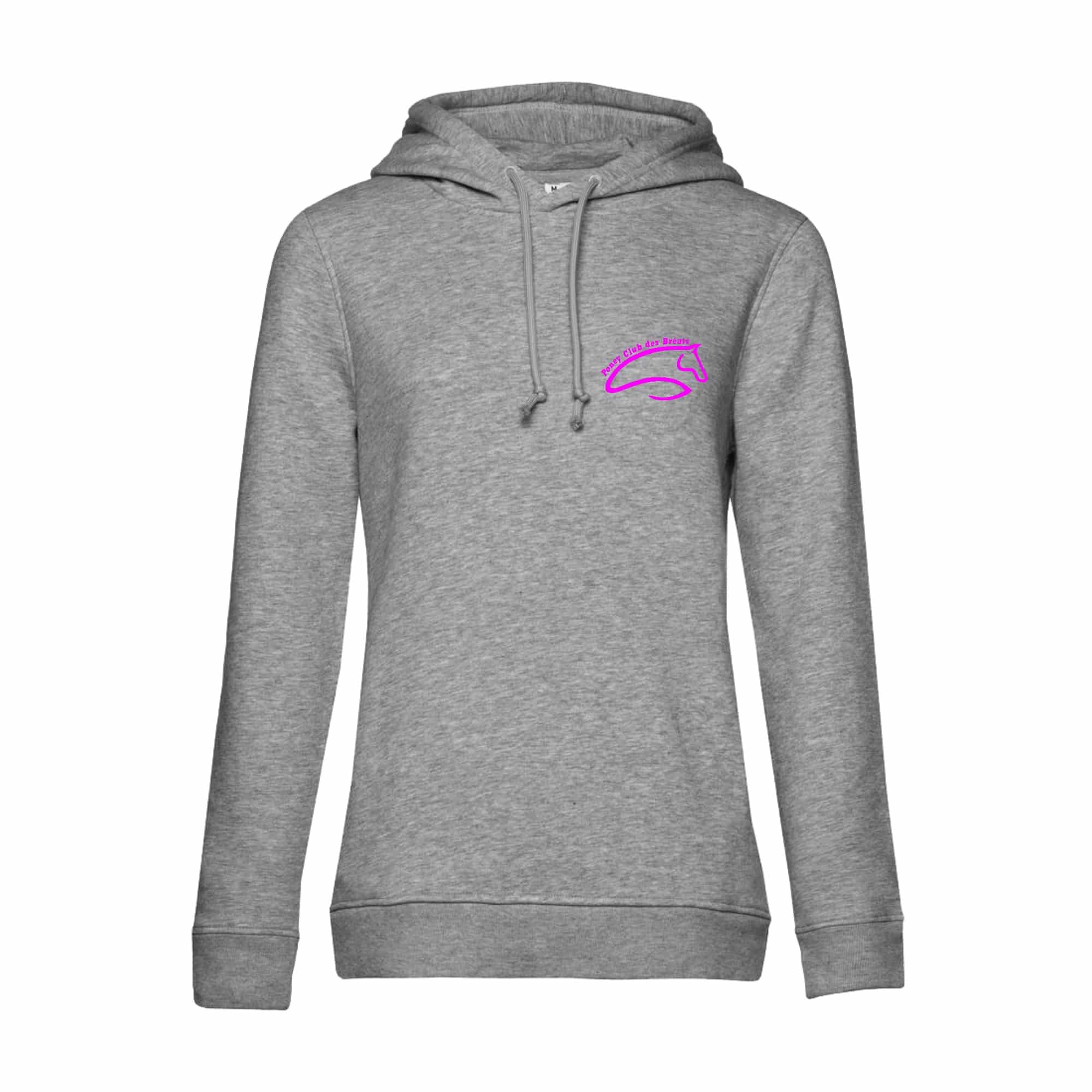 SWEAT A CAPUCHE (femme) – Poney-club des Bréats - Gris chiné - BCW34B