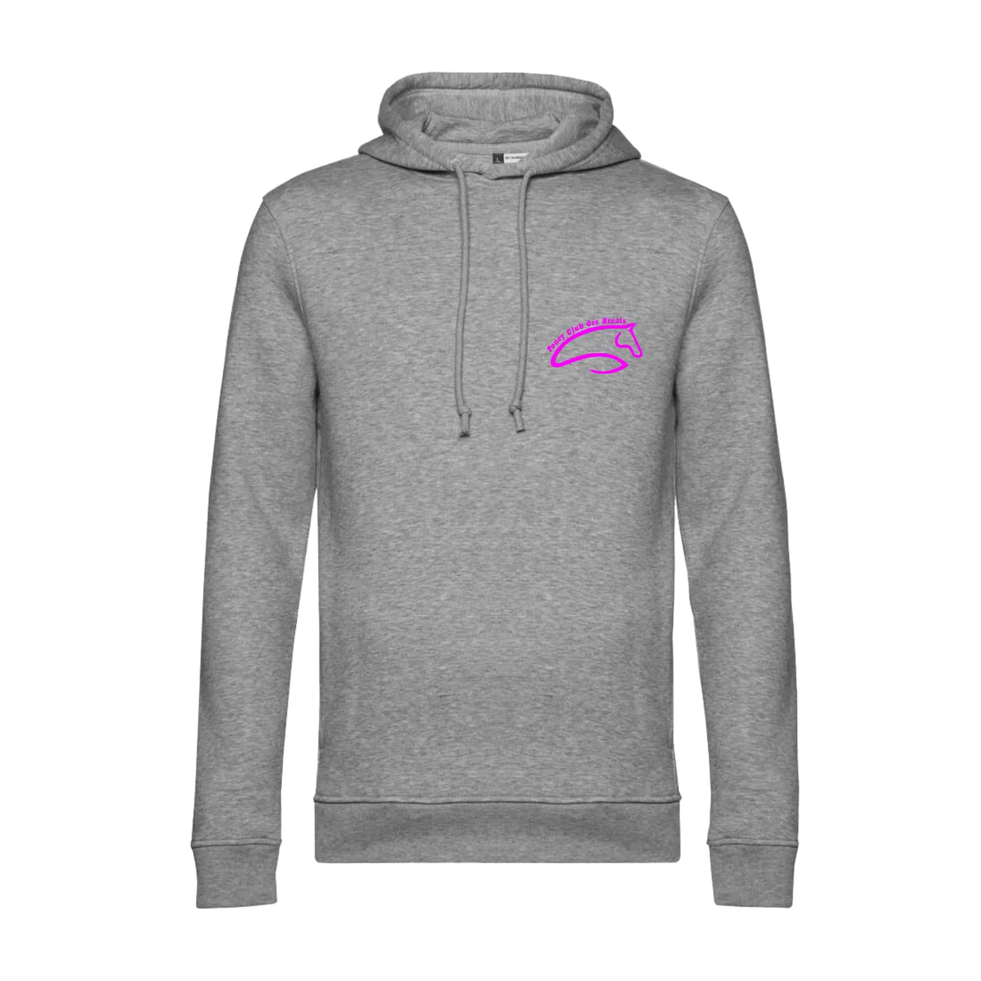 SWEAT A CAPUCHE (enfant) - Poney-club des Bréats - Gris chiné - K477