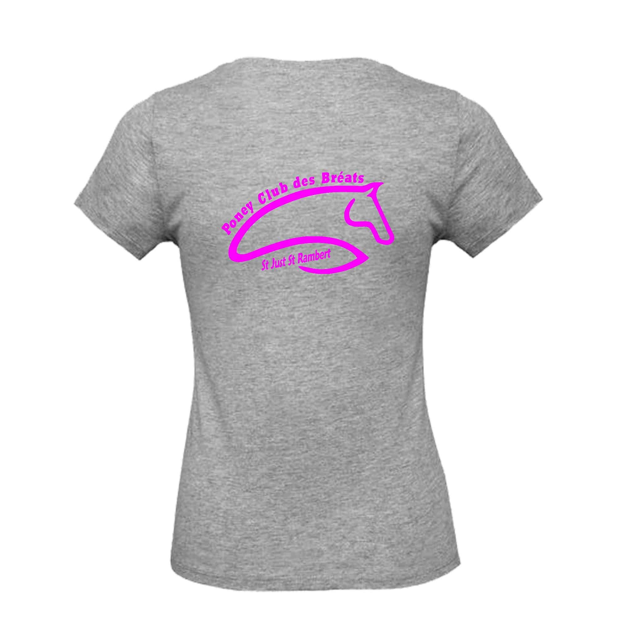 T-SHIRT (femme) - Poney-club des Bréats - Gris chiné - BC04T – Image 3
