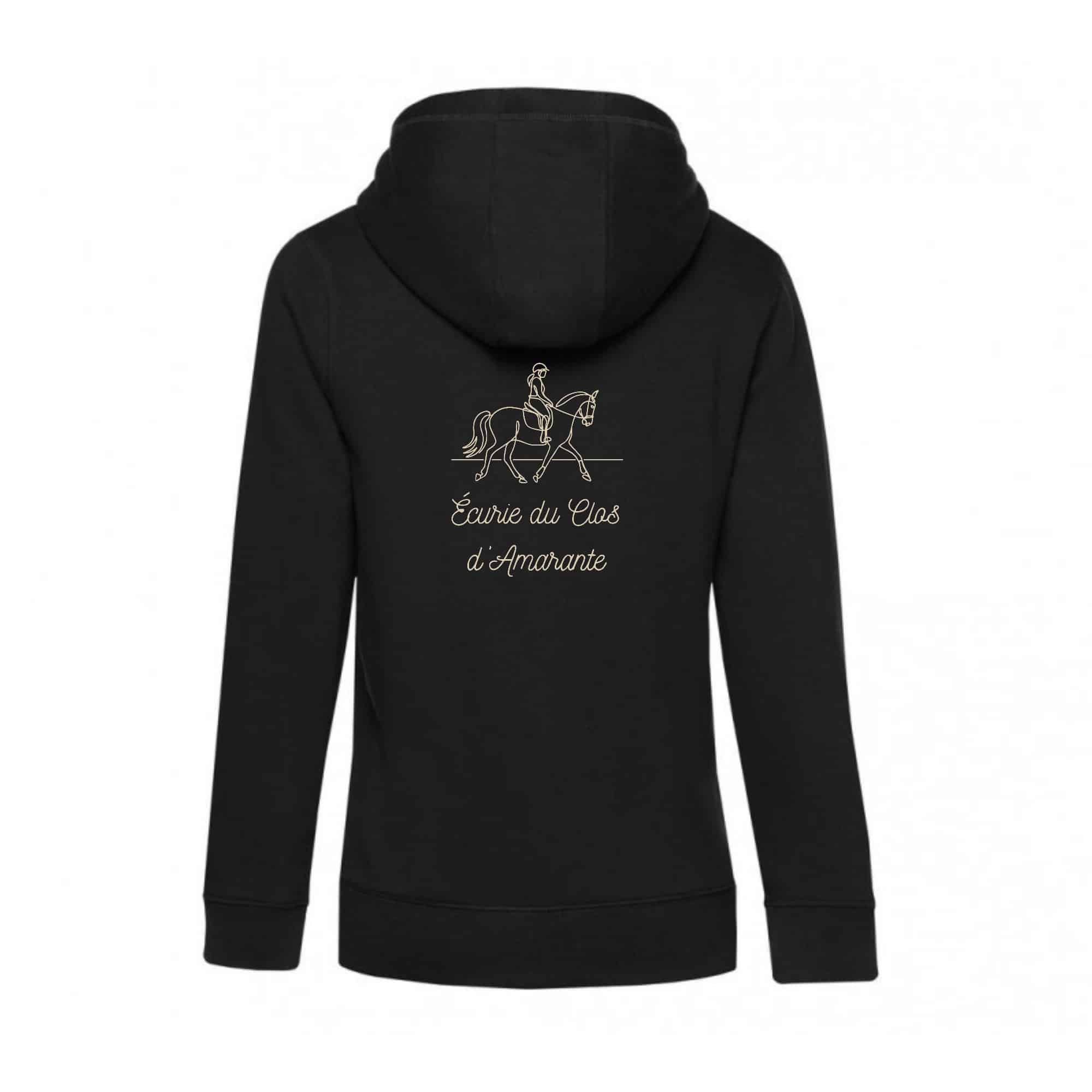 SWEAT ZIPPÉ (femme) - Écurie du Clos d’Amarante - Noir - BCW03Q – Image 3