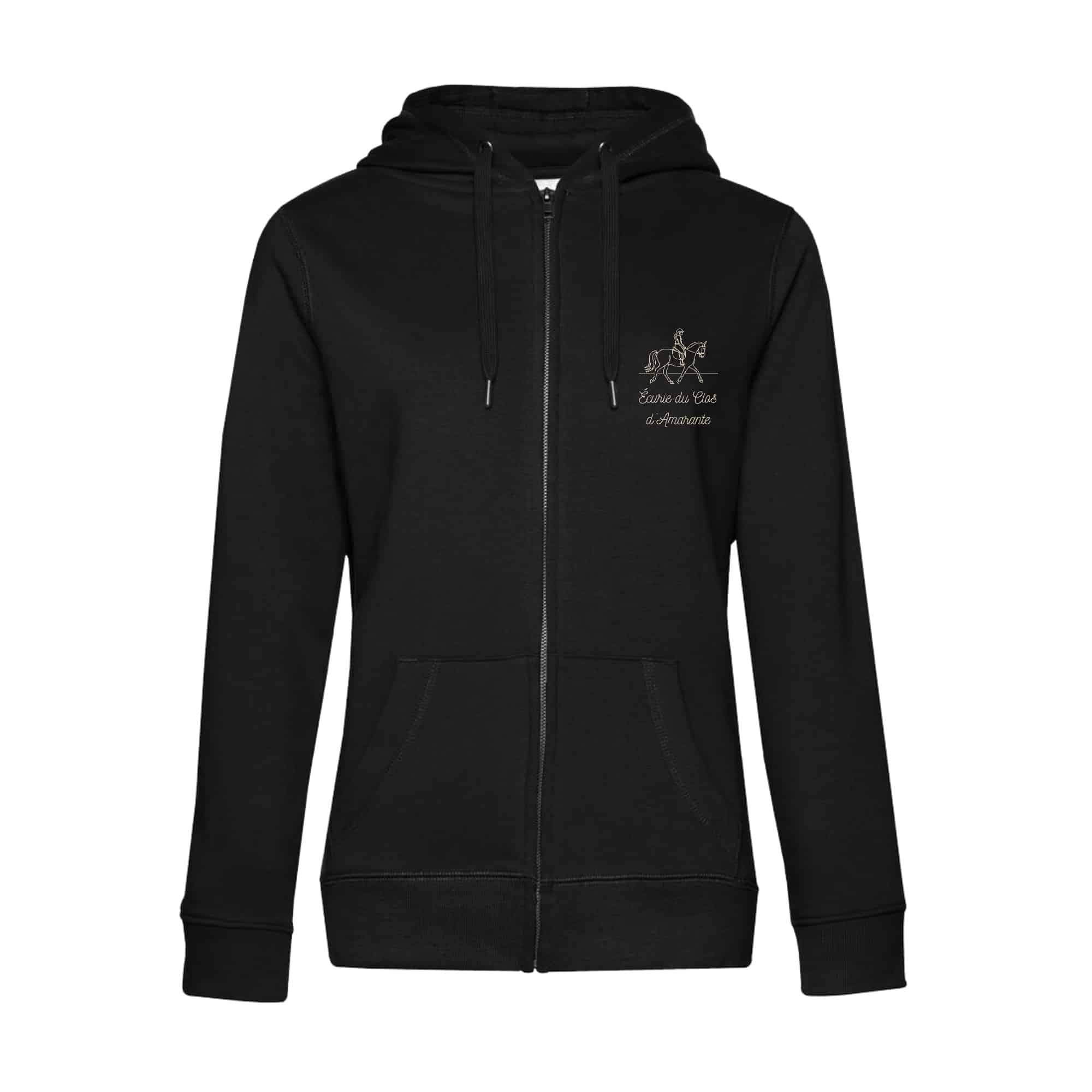 SWEAT ZIPPÉ (femme) - Écurie du Clos d’Amarante - Noir - BCW03Q