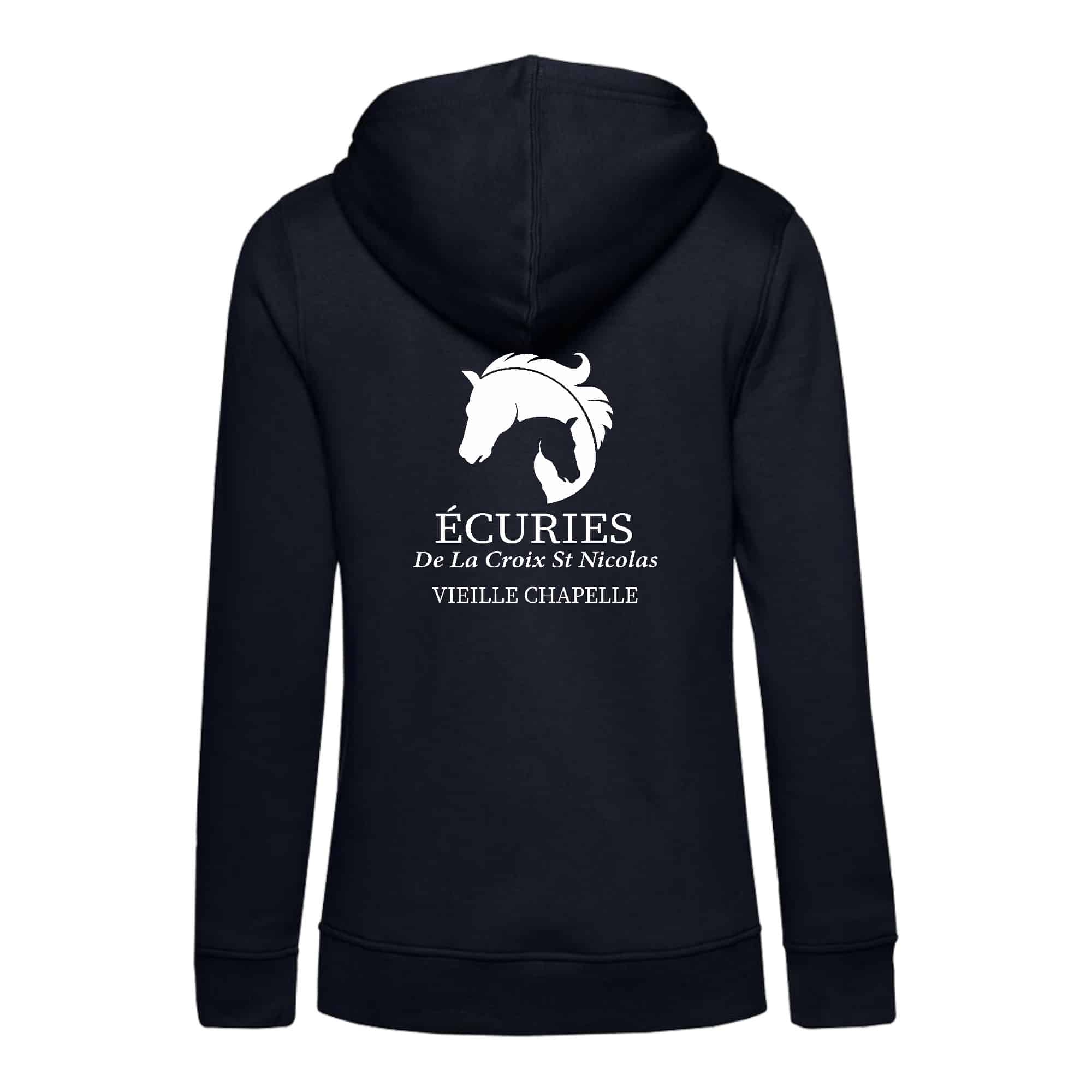 SWEAT A CAPUCHE (femme) – ECURIES de La Croix Saint Nicolas – Navy - K473 – Image 2