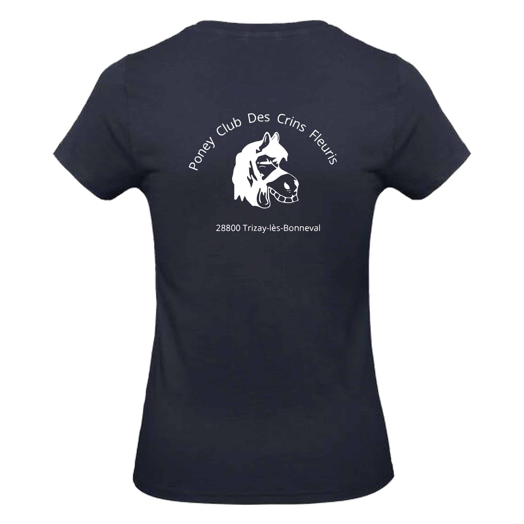 T-SHIRT (femme) - Association Les Crins Fleuris - Navy - BC04T – Image 3