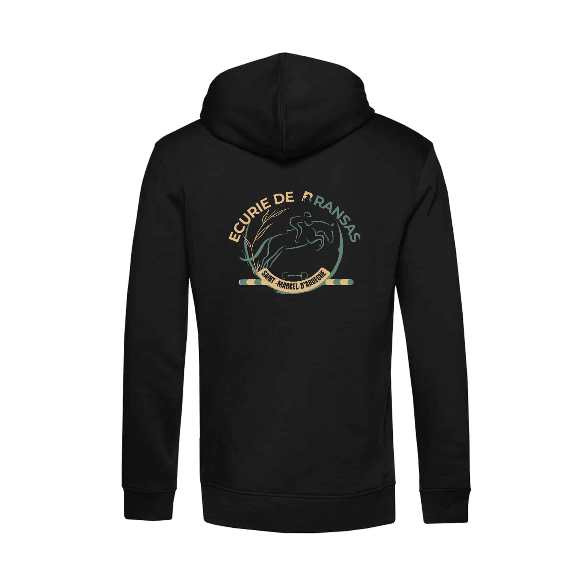 SWEAT A CAPUCHE (homme) - Ecurie de bransas - Noir - BCU33B – Image 3