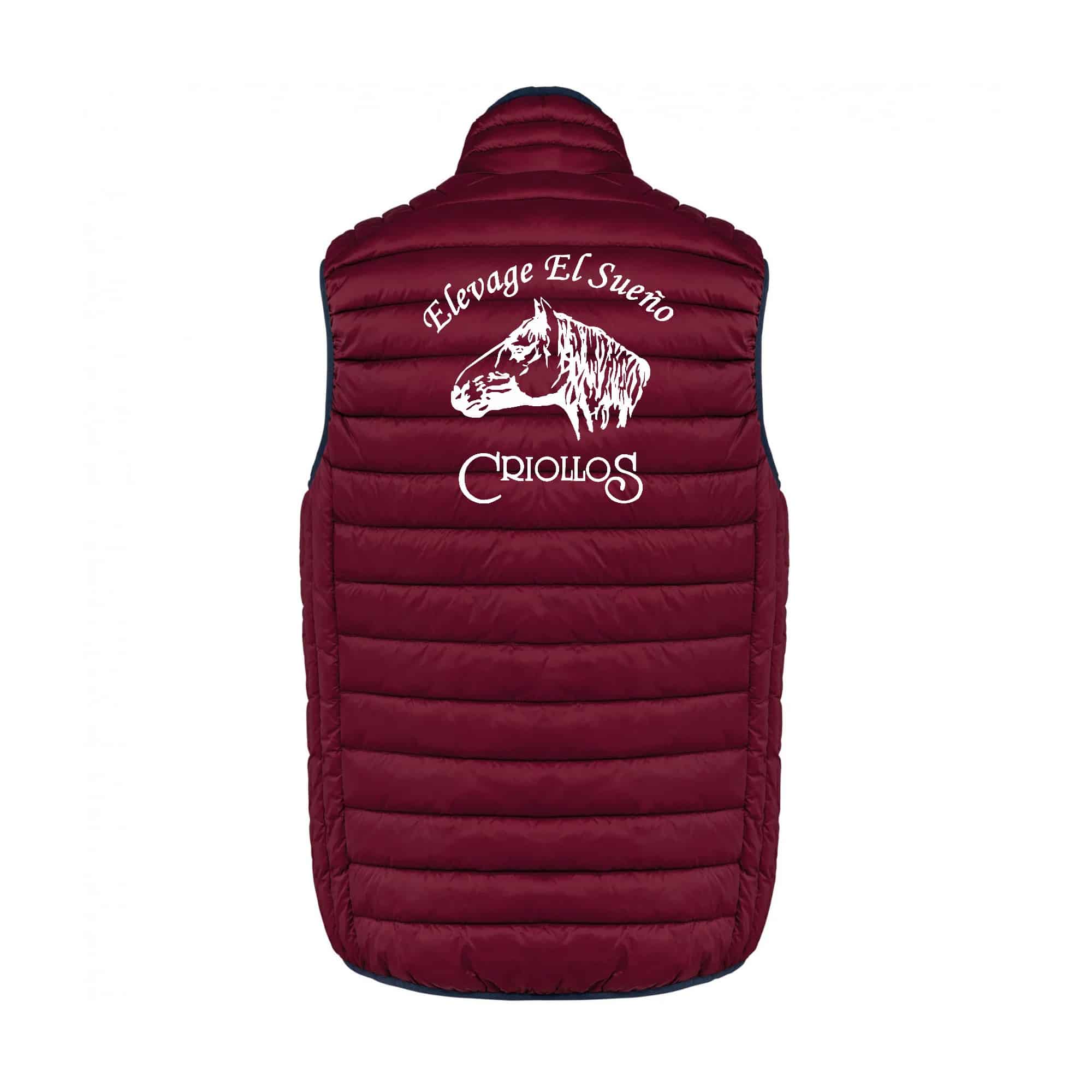 DOUDOUNE SANS MANCHES (homme) - Élevage El Sueño - Bordeaux - K6113 – Image 3