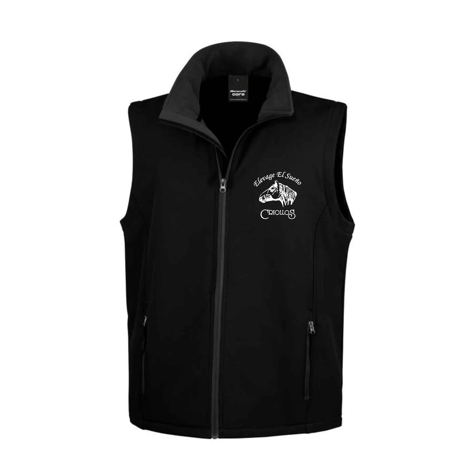 SOFTSHELL SANS MANCHE (homme) – Élevage El Sueño - Noir - RS232