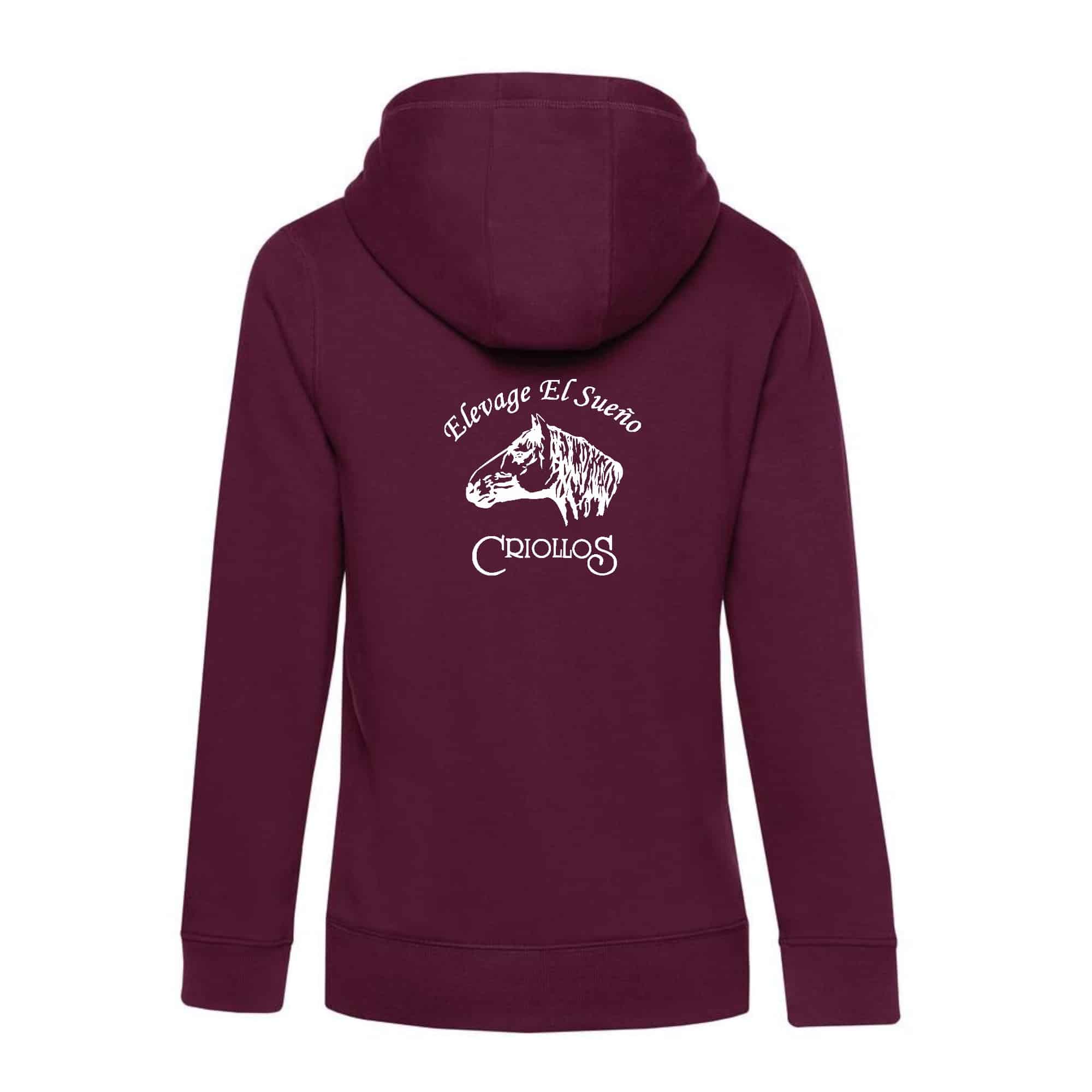 SWEAT ZIPPÉ (femme) - Élevage El Sueño - Bordeaux - BCW03Q – Image 3