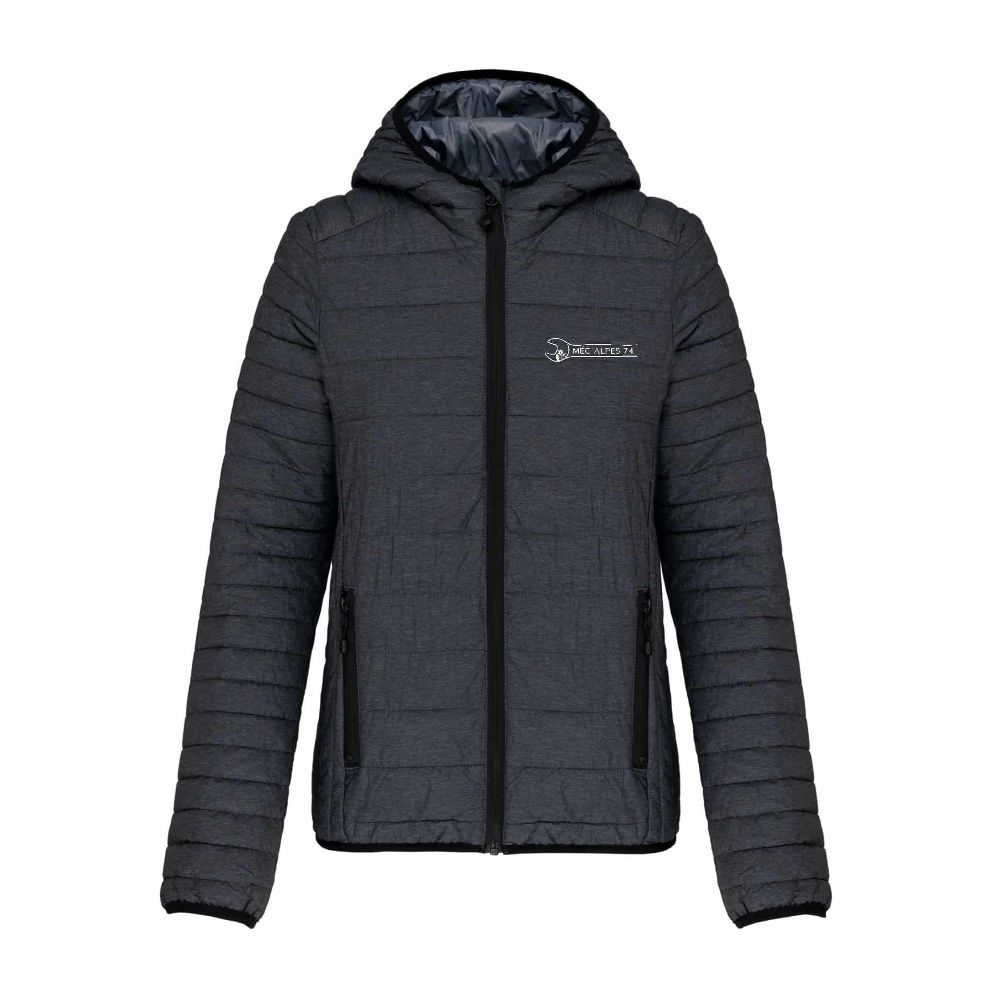 DOUDOUNE AVEC MANCHES ET CAPUCHE (femme) - mec'alpes 74 - Gris Anthracite - K6111