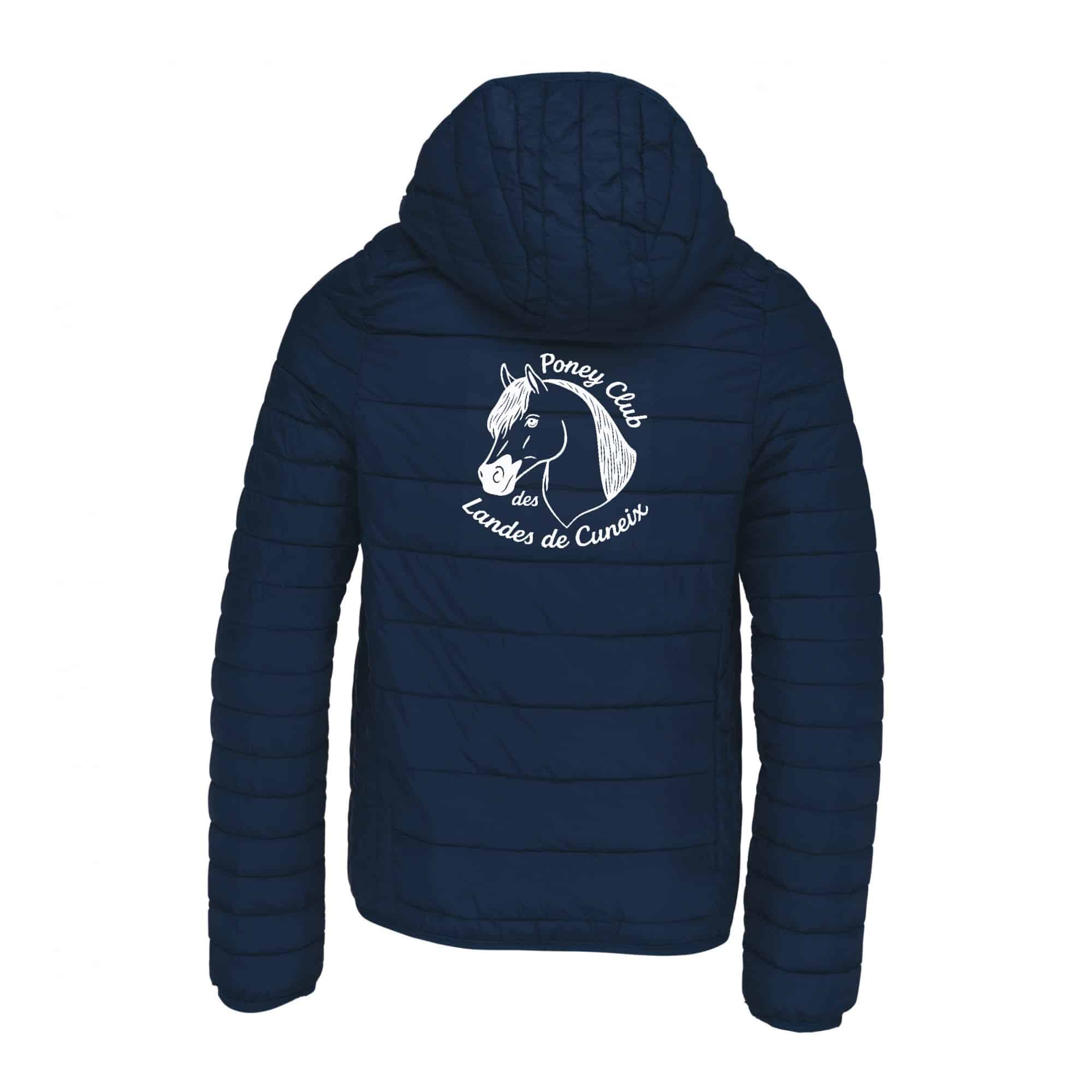 DOUDOUNE AVEC MANCHES ET CAPUCHE (enfant) - Poney club des landes – Navy - K6112 – Image 3