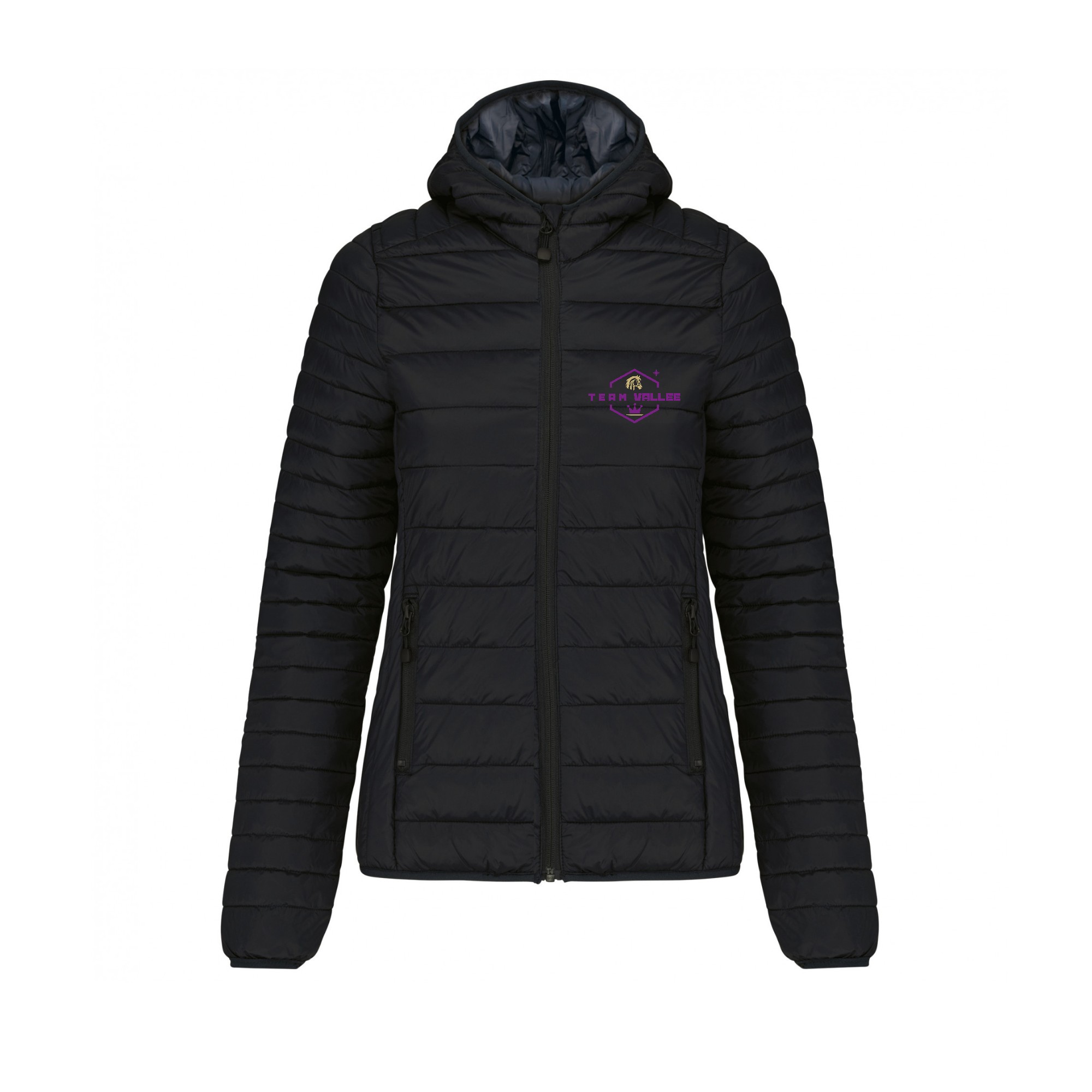DOUDOUNE AVEC MANCHES ET CAPUCHE (femme) - Team vallée équitation - Noir - K6111