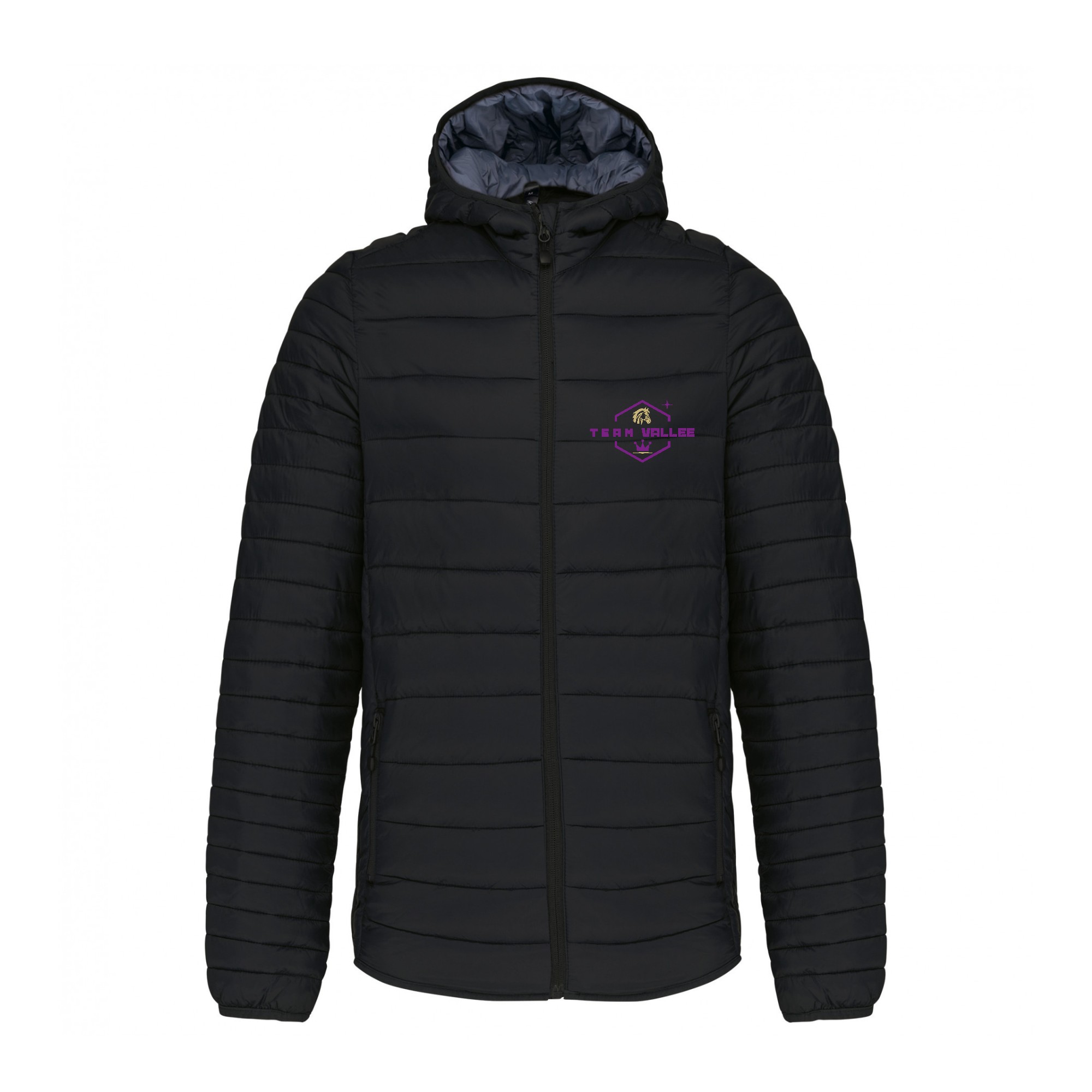 DOUDOUNE AVEC MANCHES ET CAPUCHE (homme) - Team vallée équitation - Noir - K6110