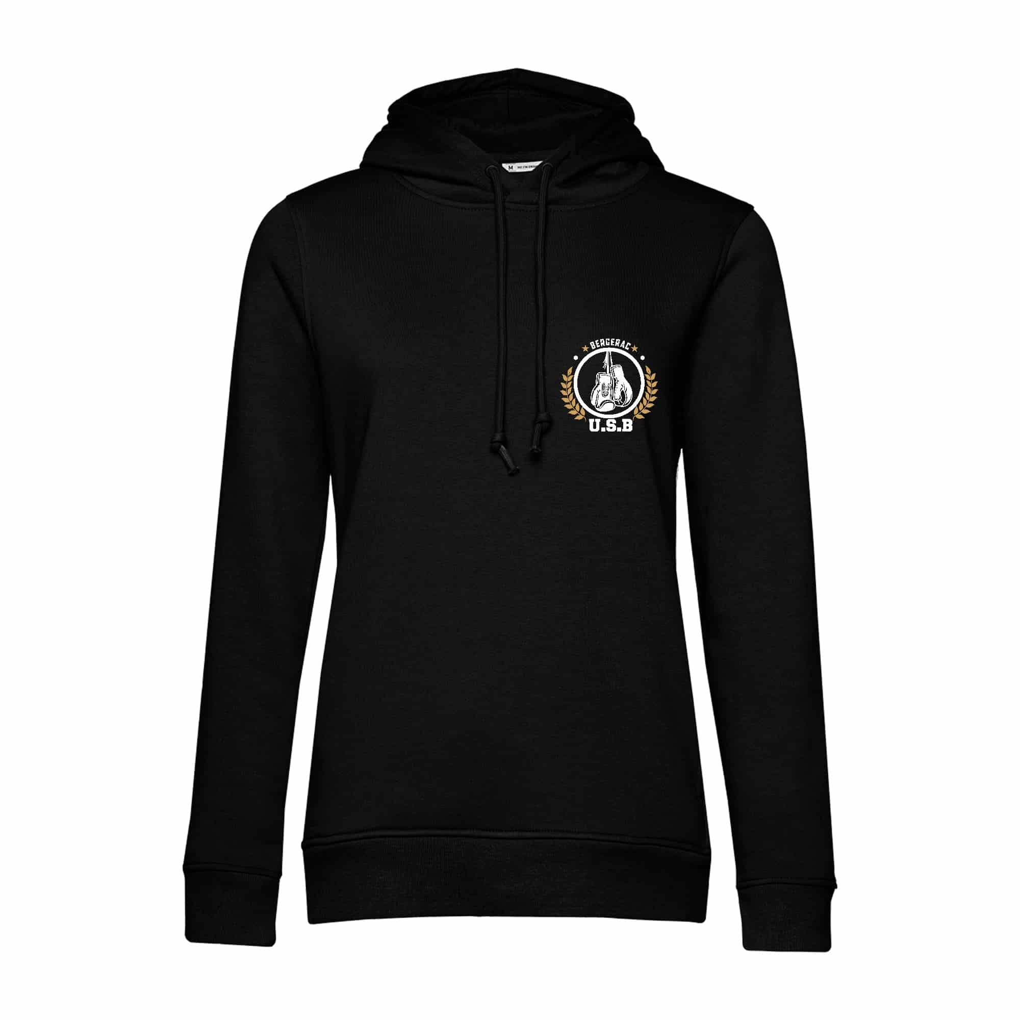 SWEAT A CAPUCHE (femme) – USB BOXE ANGLAISE - Noir - BCW34B