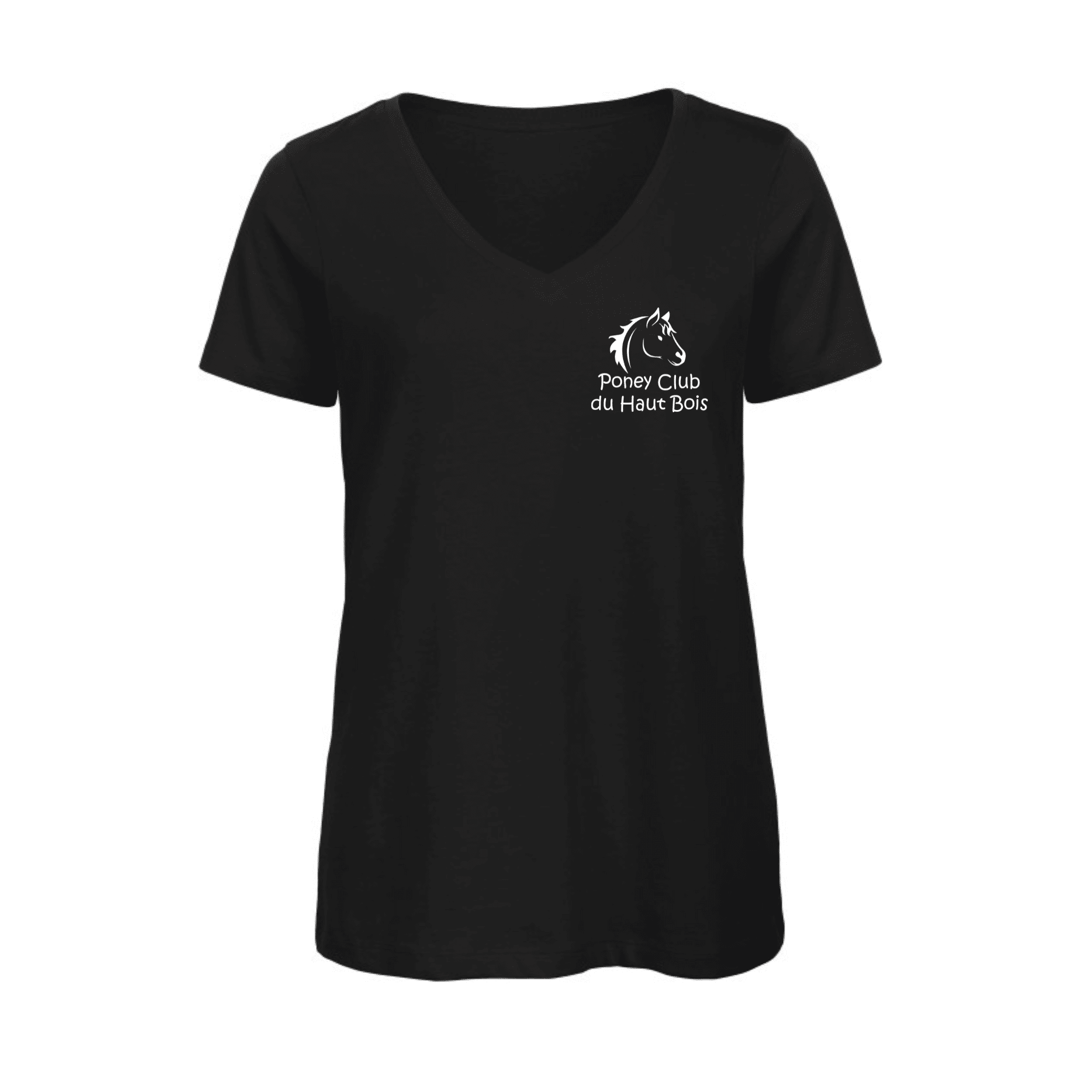 T-SHIRT col V (femme) - Ecurie du haut Bois - Noir - BC045