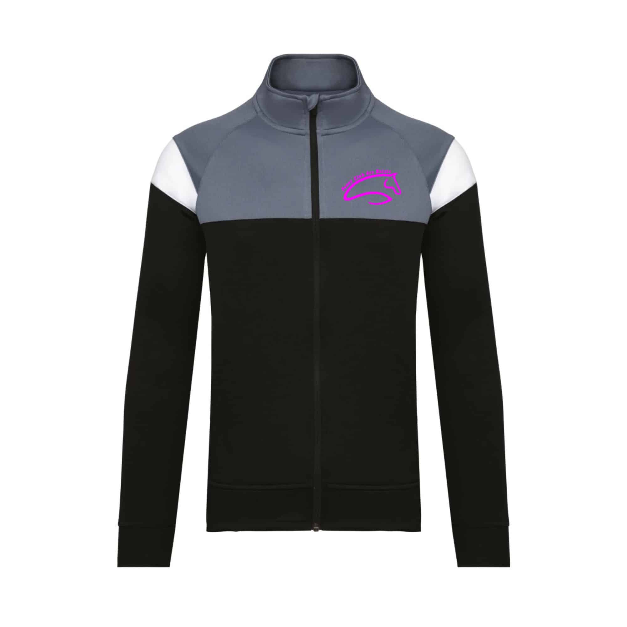 Veste de survêtement zippée (enfant) - Poney-club des Bréats - Noir - PA391