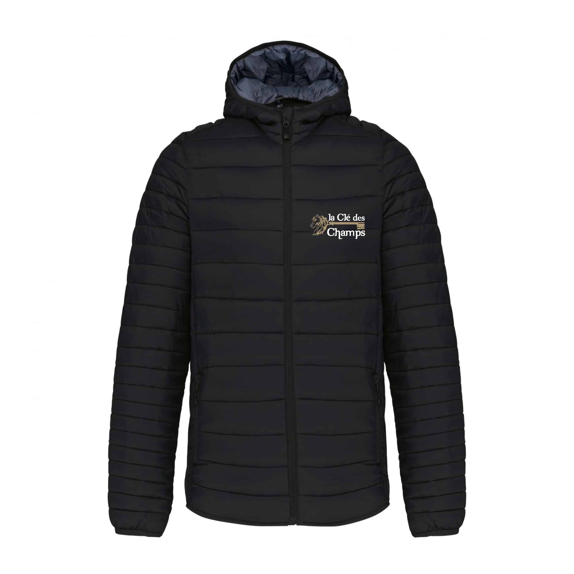 DOUDOUNE AVEC MANCHES ET CAPUCHE (homme) - les amis des écuries la clé des champs - Noir - K6110