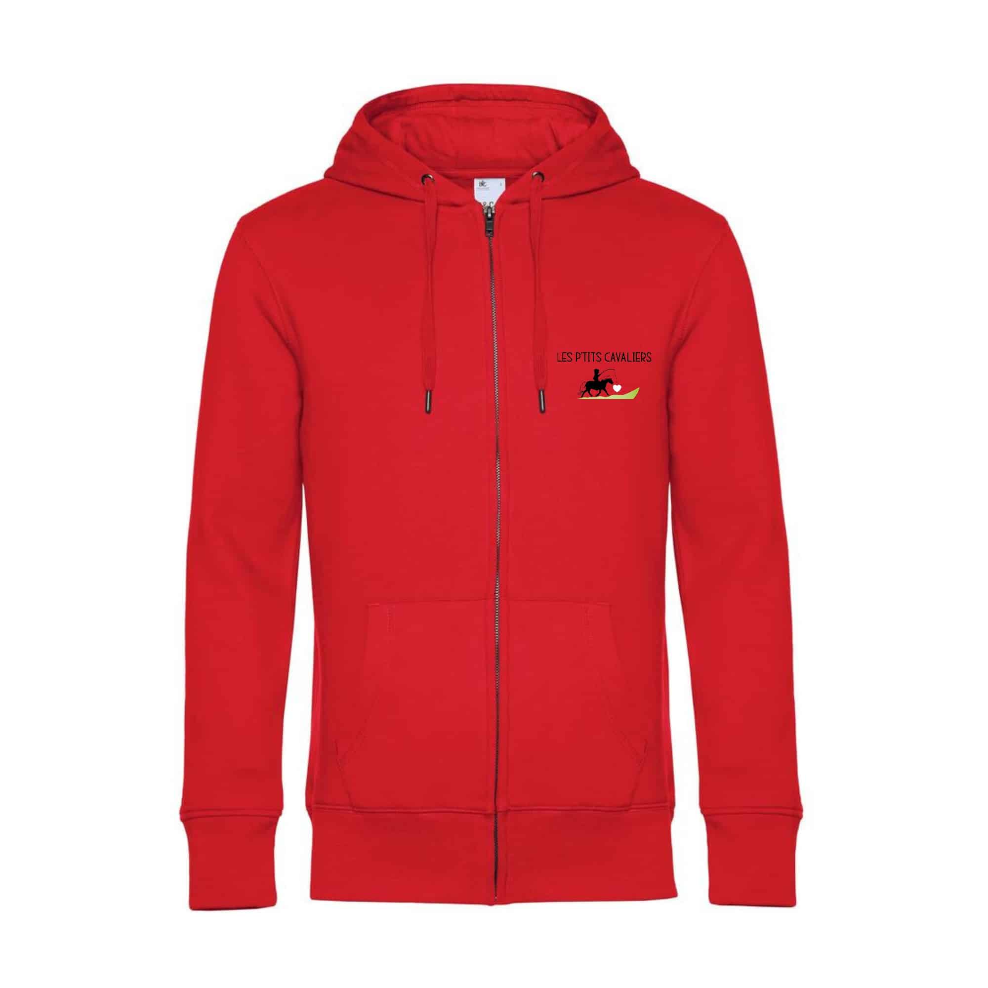 SWEAT ZIPPÉ (Homme) - Les P'tits Cavaliers - Rouge - BCU03K
