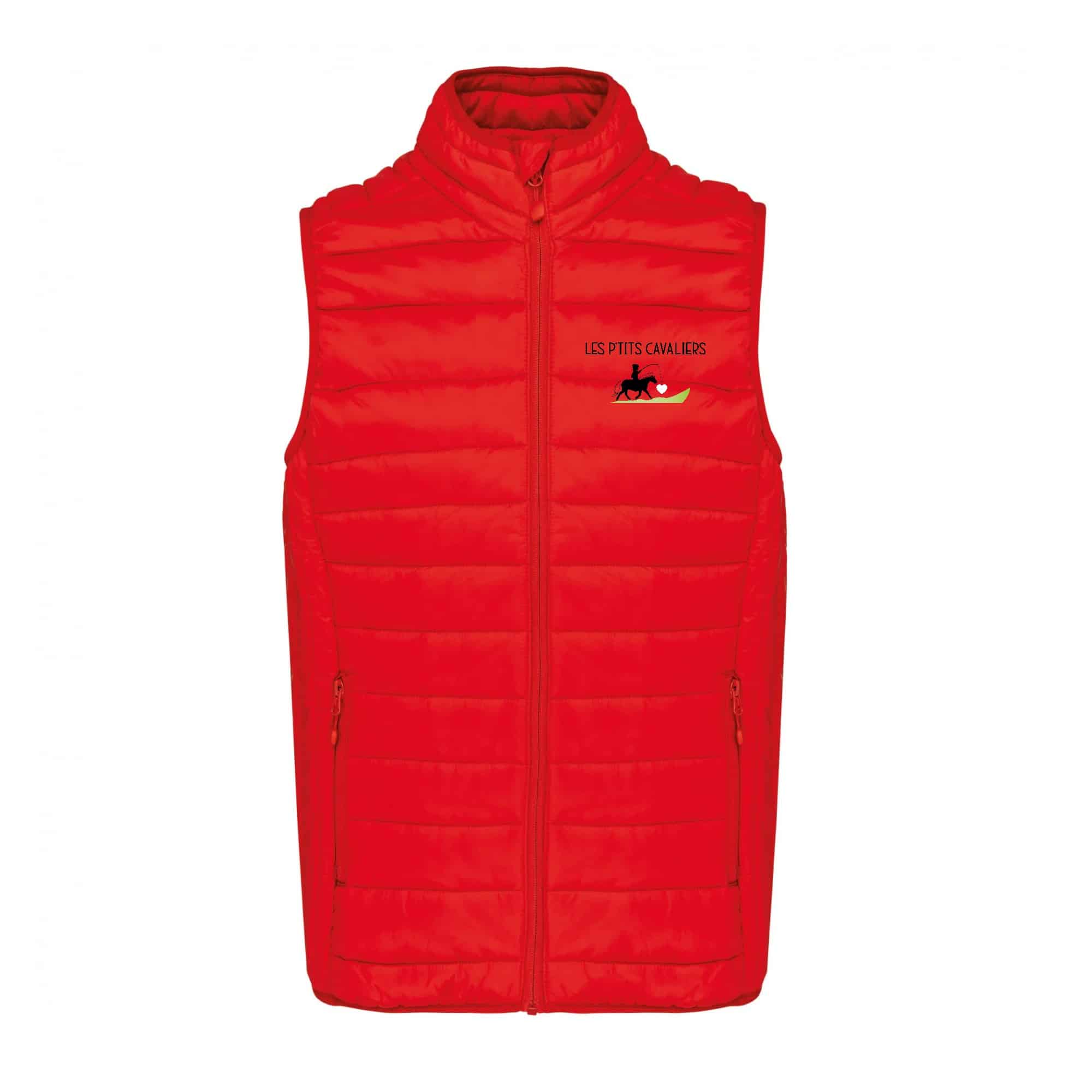 DOUDOUNE SANS MANCHES (homme) - Les P'tits Cavaliers - Rouge - K6113