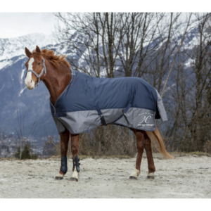 Couverture d'extérieur EQUITHÈME [TYREX 600 D) - elevage callegari - Marine/Gris - 400911