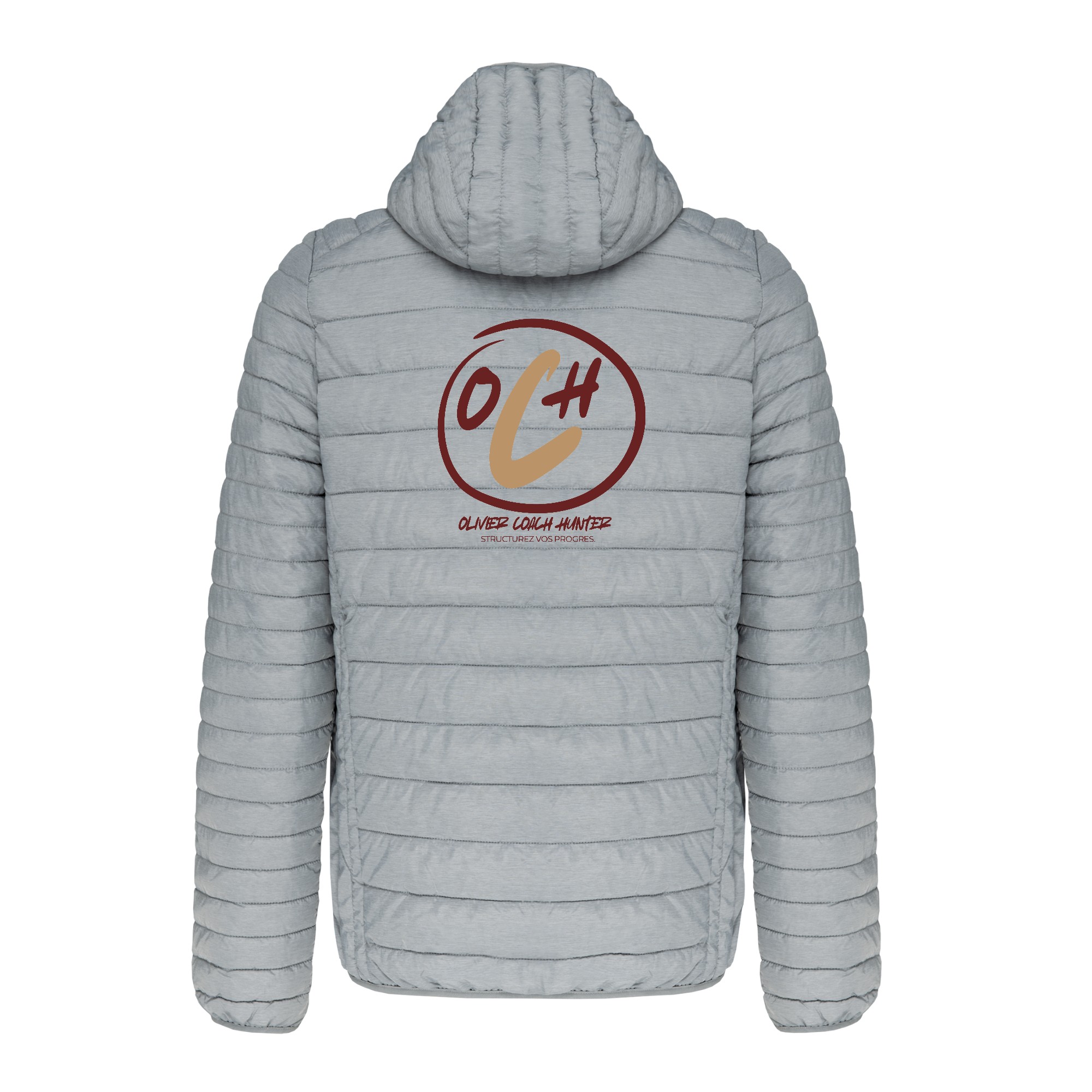 DOUDOUNE AVEC MANCHES ET CAPUCHE (homme) - Olivier Coach Hunter - Gris Chiné - K6110 – Image 3