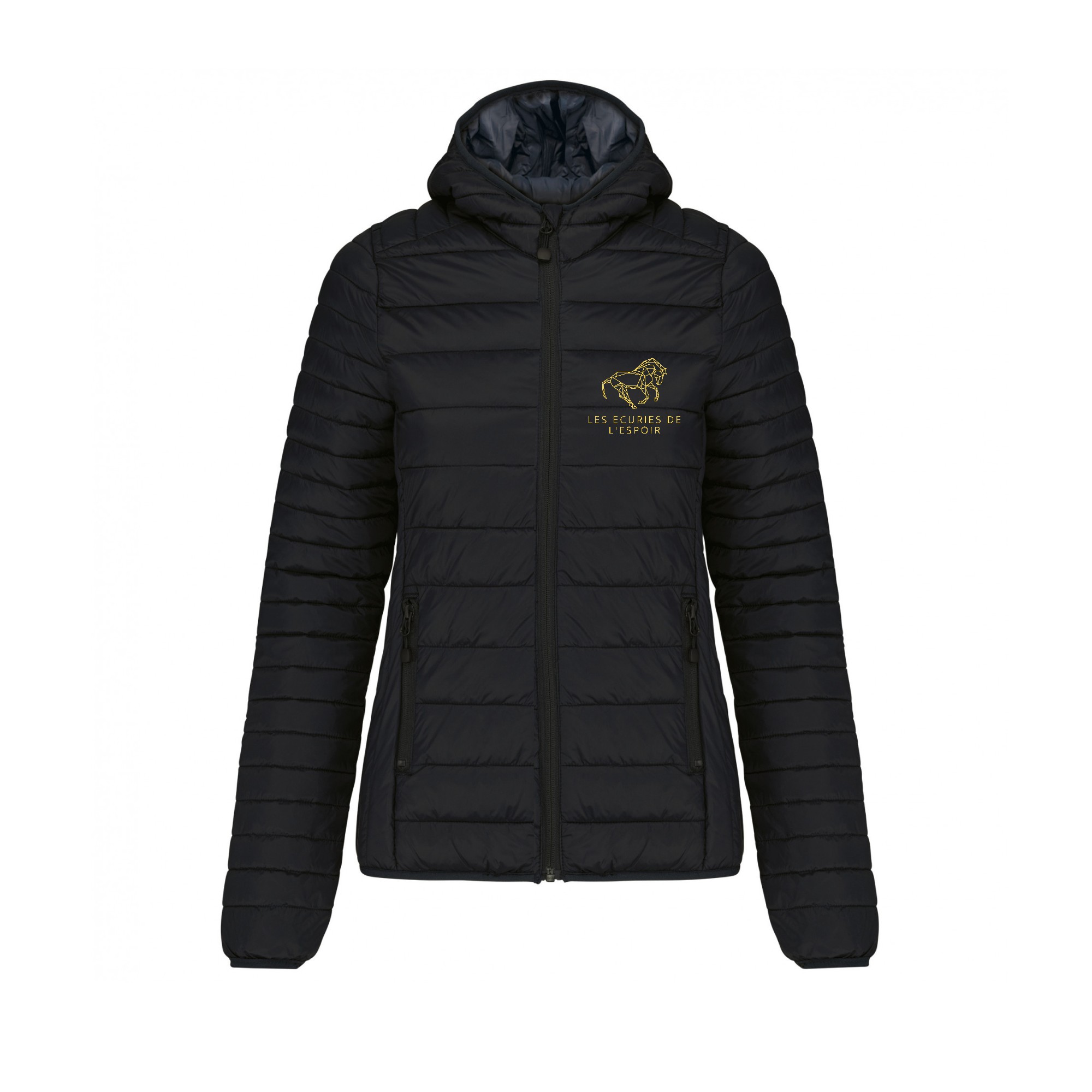 DOUDOUNE AVEC MANCHES ET CAPUCHE (femme) - Les écuries de l’espoir - Noir - K6111