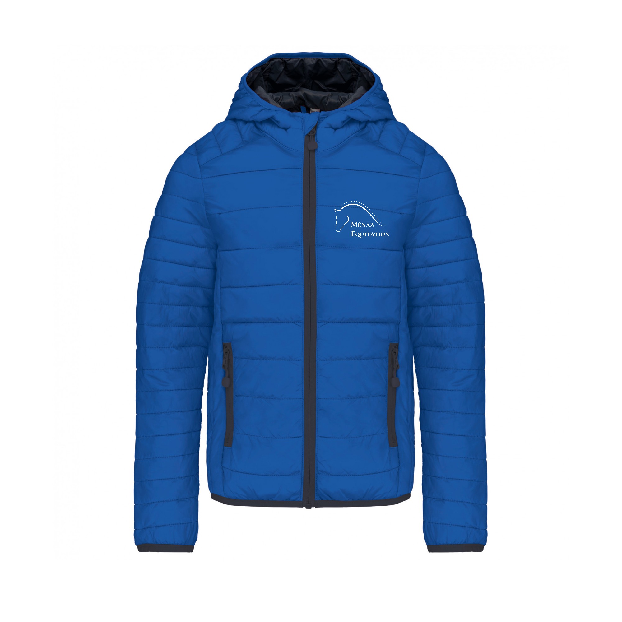DOUDOUNE AVEC MANCHES ET CAPUCHE (enfant) - Ménaz Equitation - Bleu roi - K6112