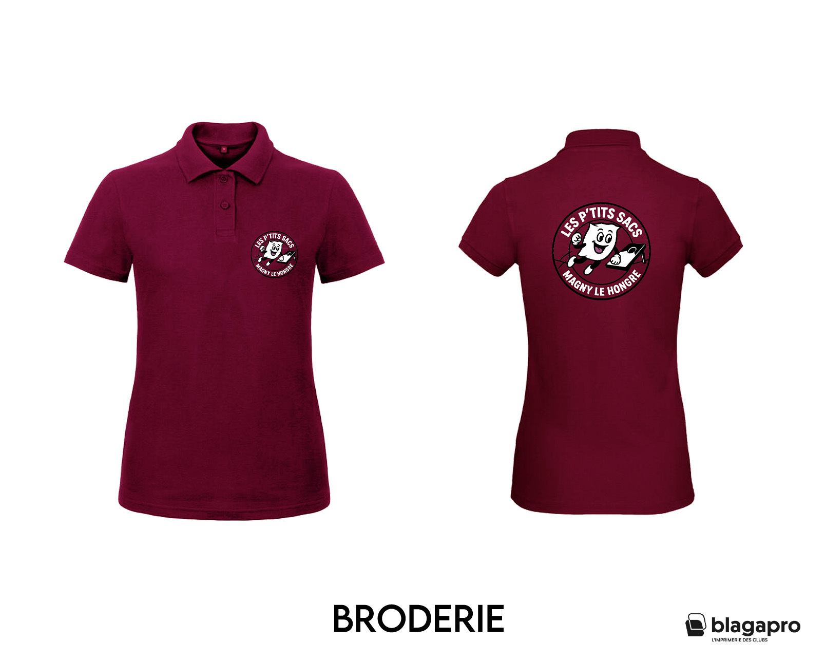 POLO (femme) - LES P'TITS SACS DE MAGNY-LE-HONGRE - Bordeaux - BCI1F – Image 3