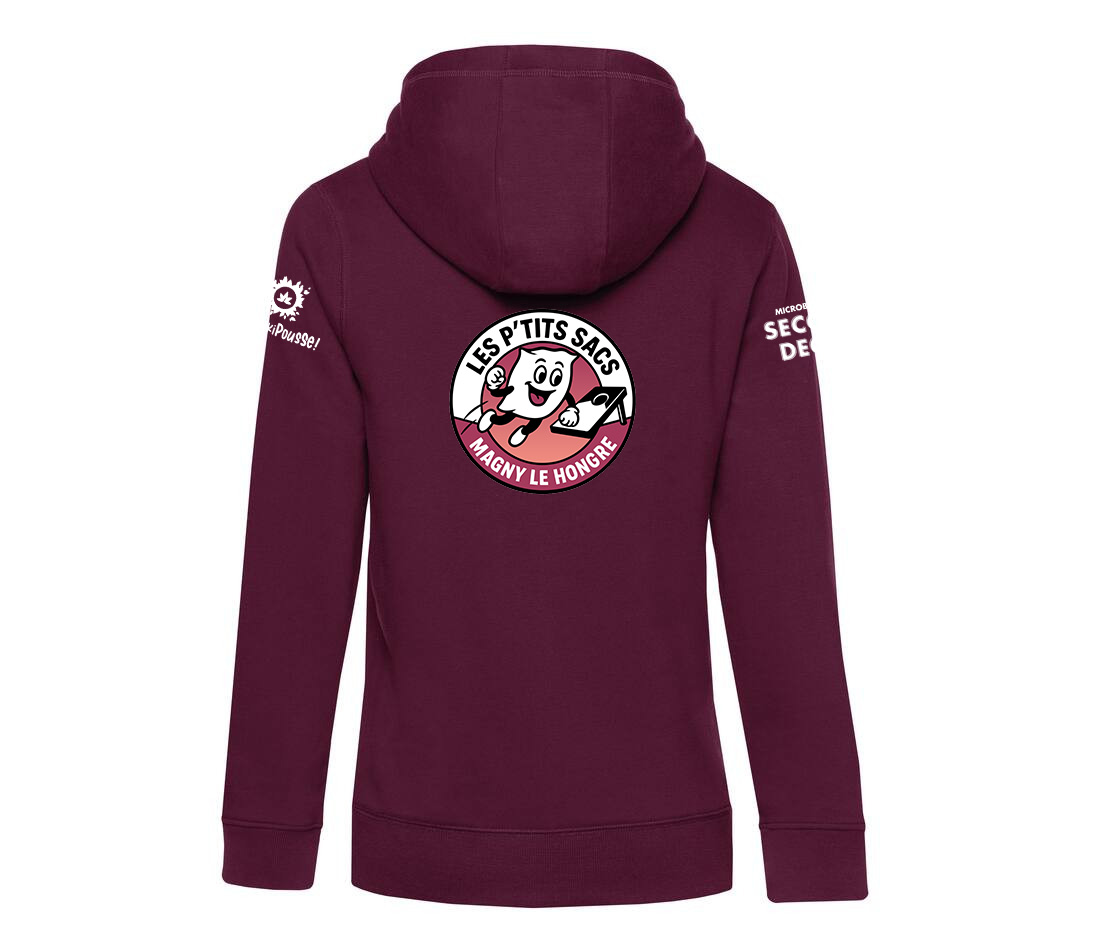 SWEAT ZIPPÉ (femme) - LES P'TITS SACS DE MAGNY-LE-HONGRE - Bordeaux - BCW03Q – Image 3