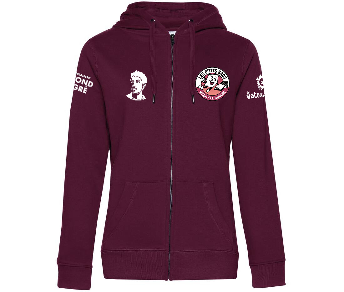 SWEAT ZIPPÉ (femme) - LES P'TITS SACS DE MAGNY-LE-HONGRE - Bordeaux - BCW03Q
