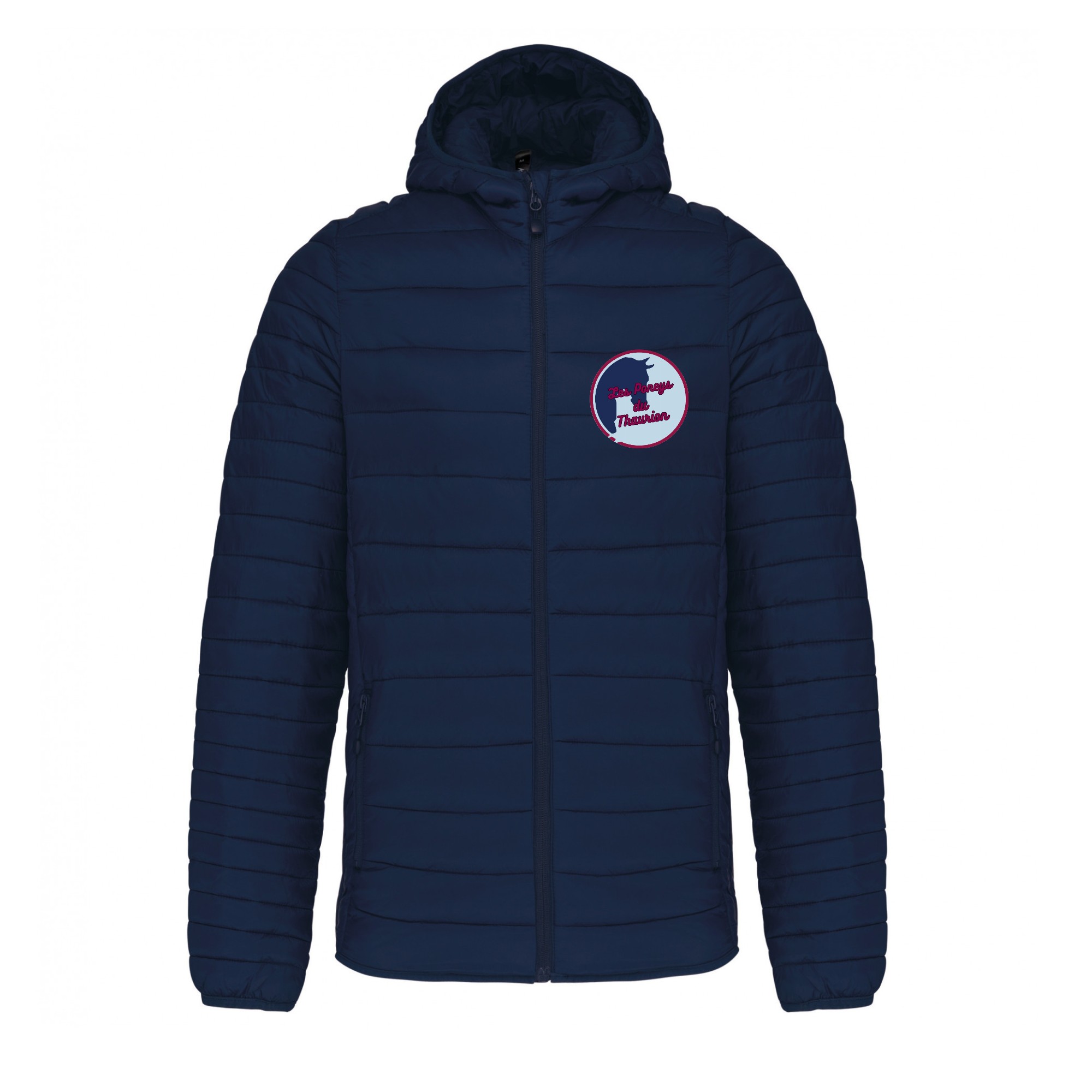 DOUDOUNE AVEC MANCHES ET CAPUCHE (homme) - LES PONEYS DU THAURION - Navy - K6110