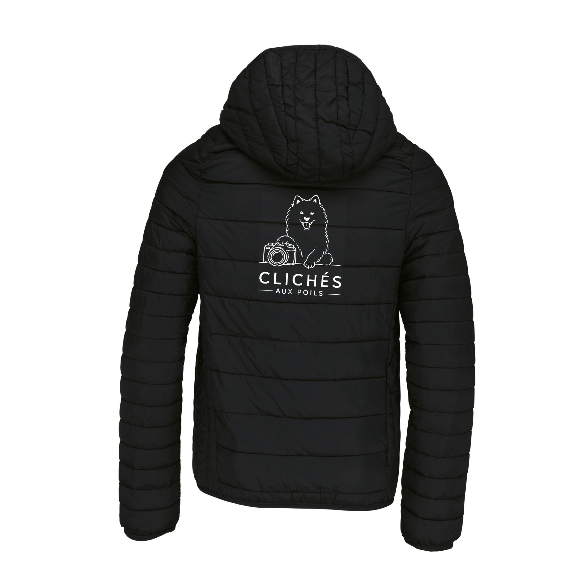 DOUDOUNE AVEC MANCHES ET CAPUCHE (enfant) - Clichés aux poils - Noir - K6112 – Image 3