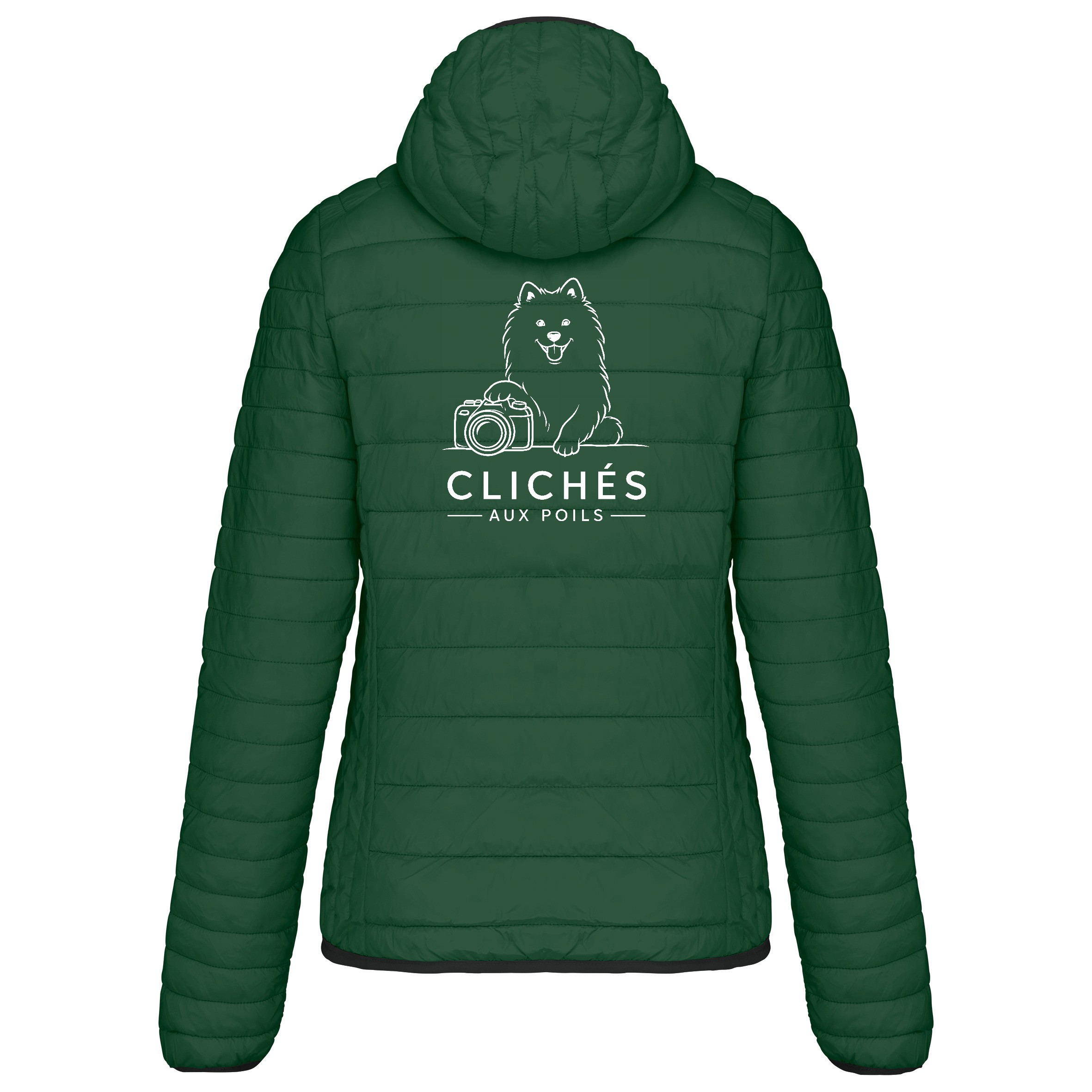 DOUDOUNE AVEC MANCHES ET CAPUCHE (femme) - Clichés aux poils - Vert Foret - K6111 – Image 3