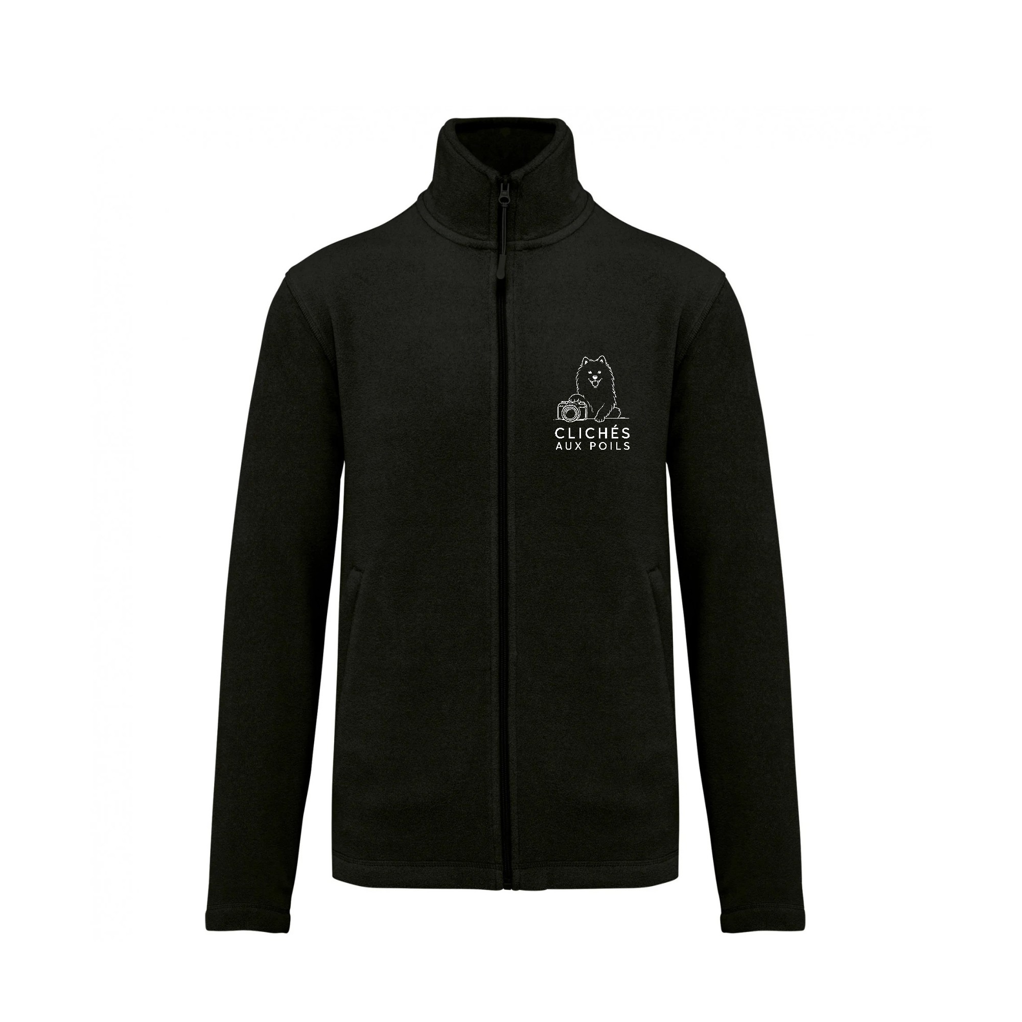 Veste micropolaire zippée (femme) – Clichés aux poils - Noir – K907