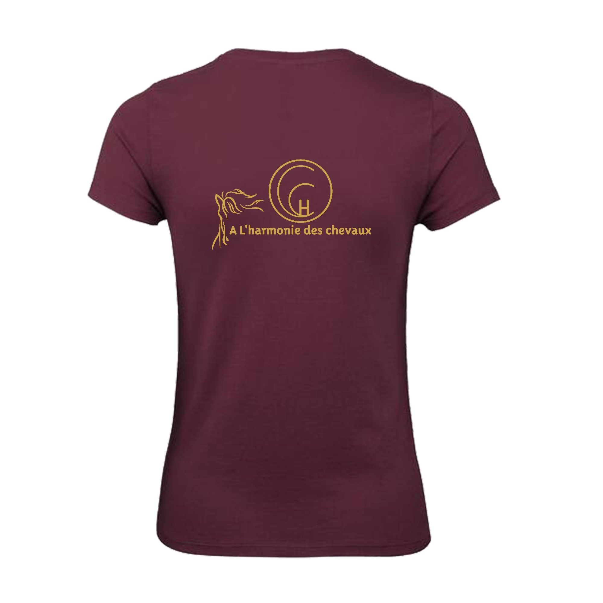 T-SHIRT (femme) - À l'Harmonie des chevaux - Bordeaux - BC04T – Image 3