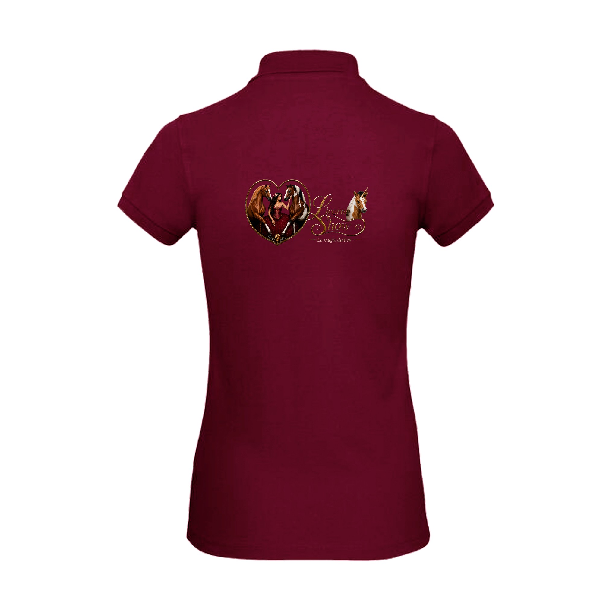Polo premium (femme) - Licorne Show - Bordeaux - BCW463 – Image 2