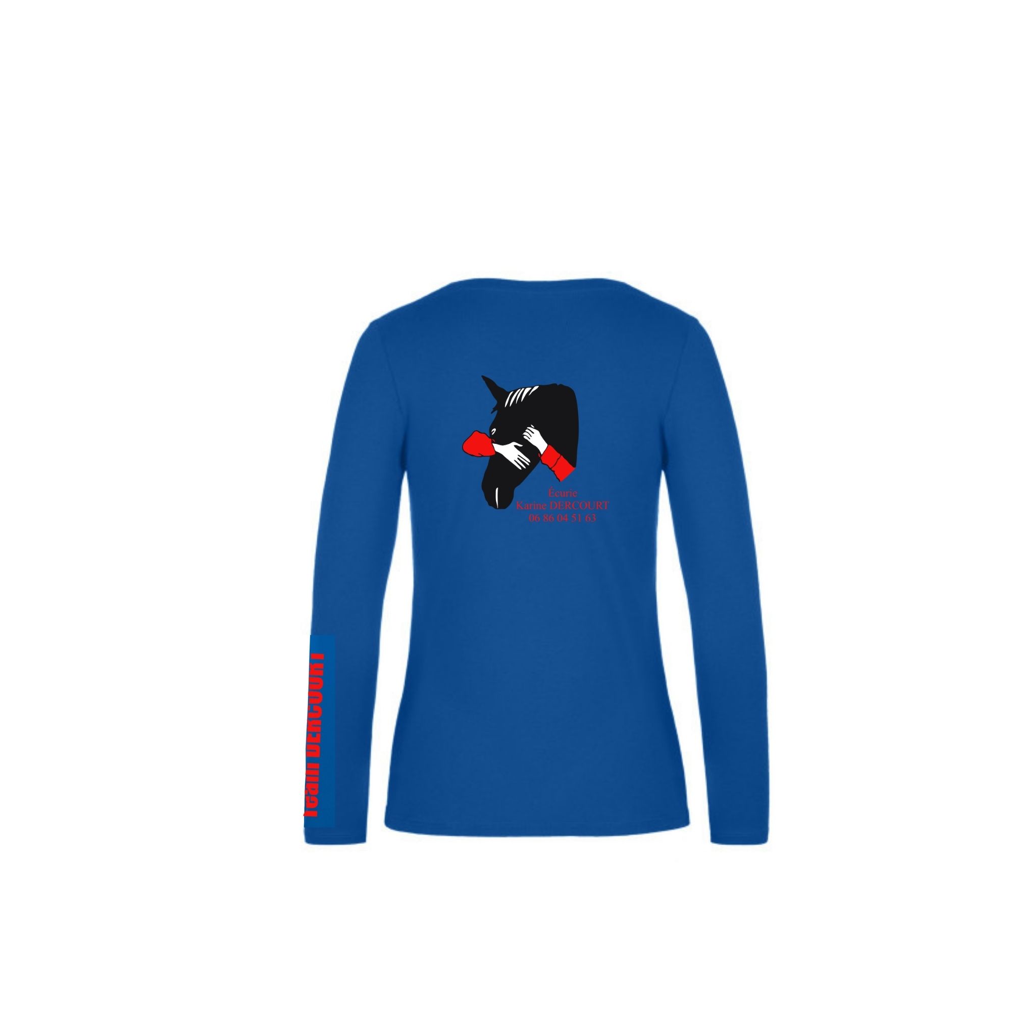 T-SHIRT manche longue (femme) - Écurie Karine Dercourt - Bleu roi - BC08T – Image 2