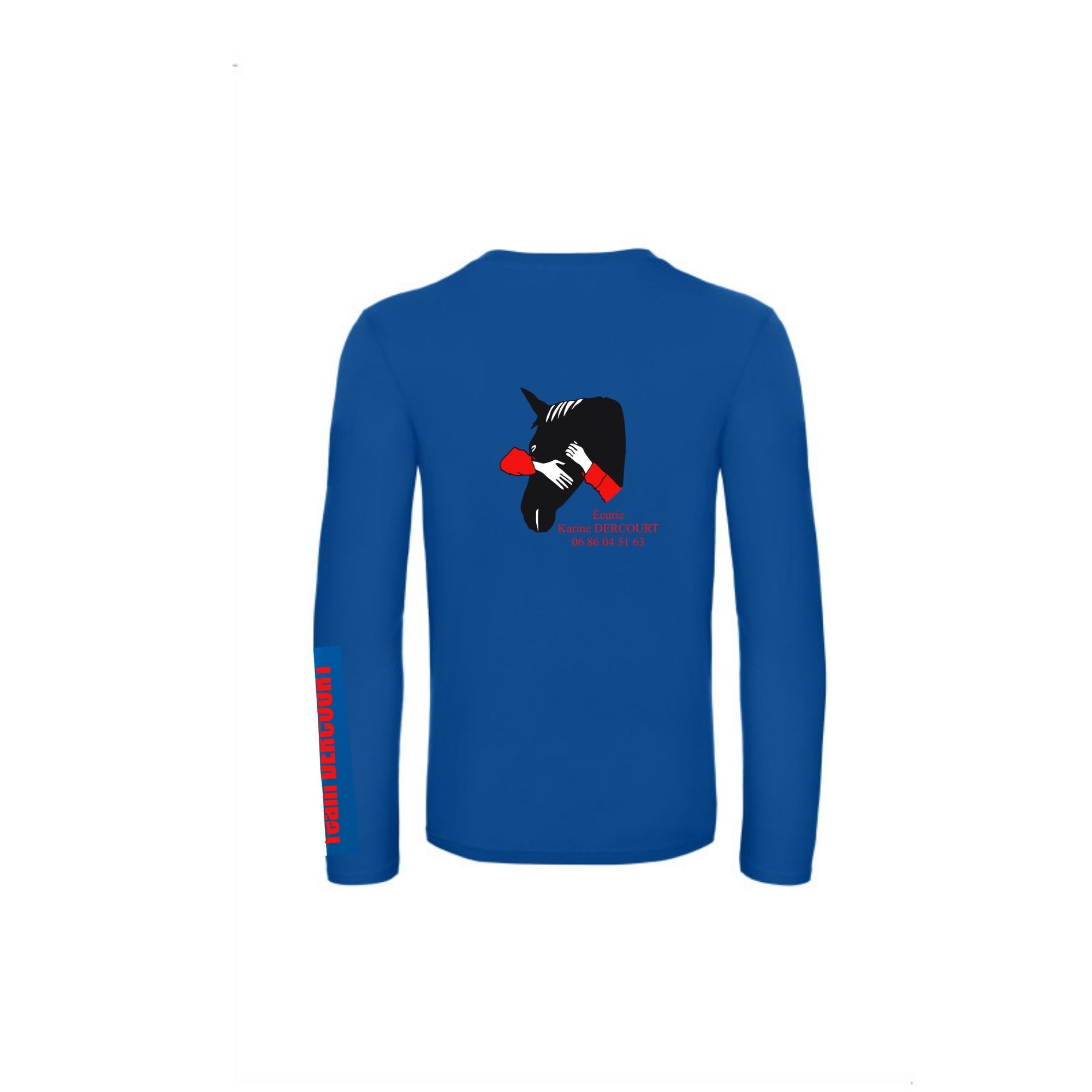 T-SHIRT manche longue (homme) - Écurie Karine Dercourt - Bleu roi - BC07T – Image 2