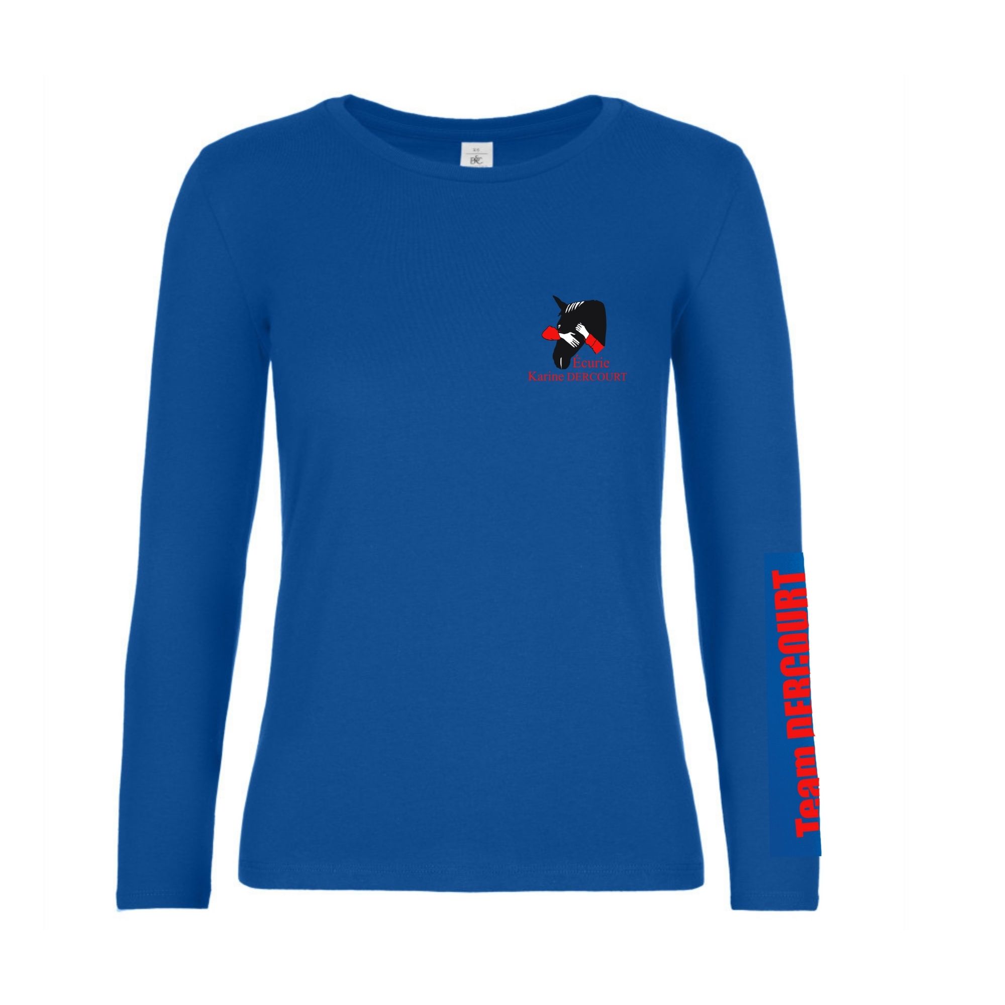 T-SHIRT manche longue (femme) - Écurie Karine Dercourt - Bleu roi - BC08T