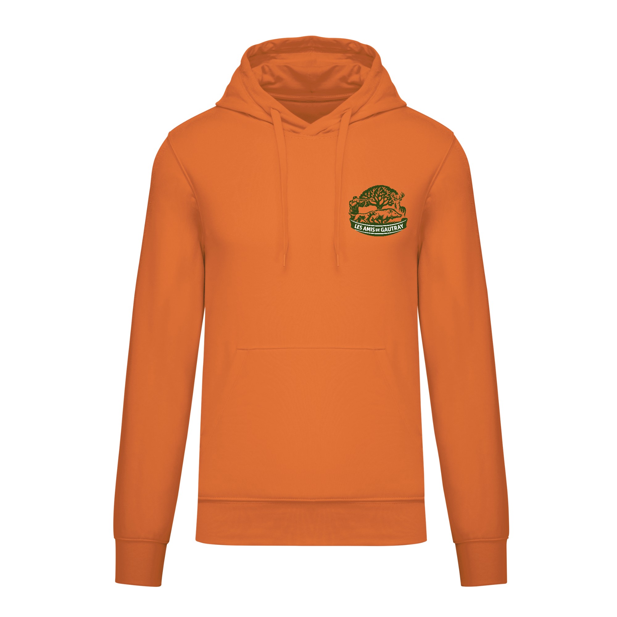 Sweat avec capuche et poche kangourou (homme) - Les Amis de Gautray - orange - K4027